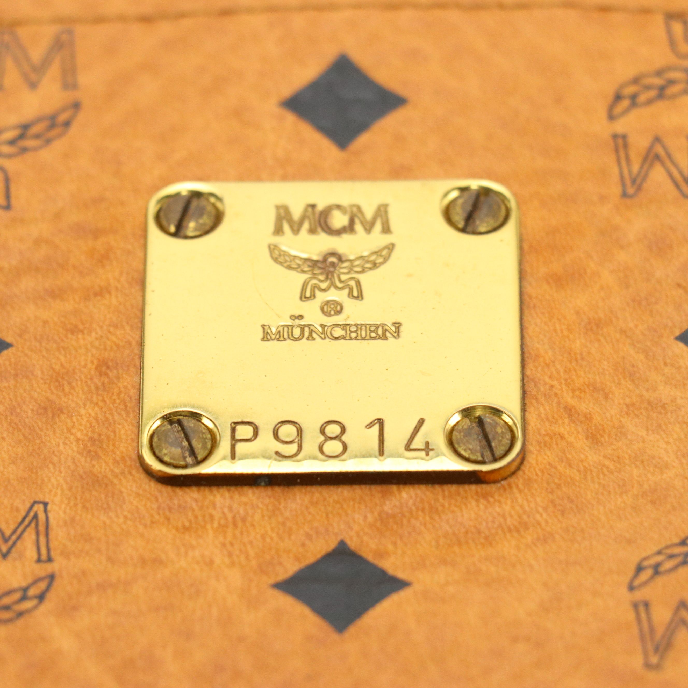 MCM Long Handle Medium Tote Bag in Cognac Visetos Canvas