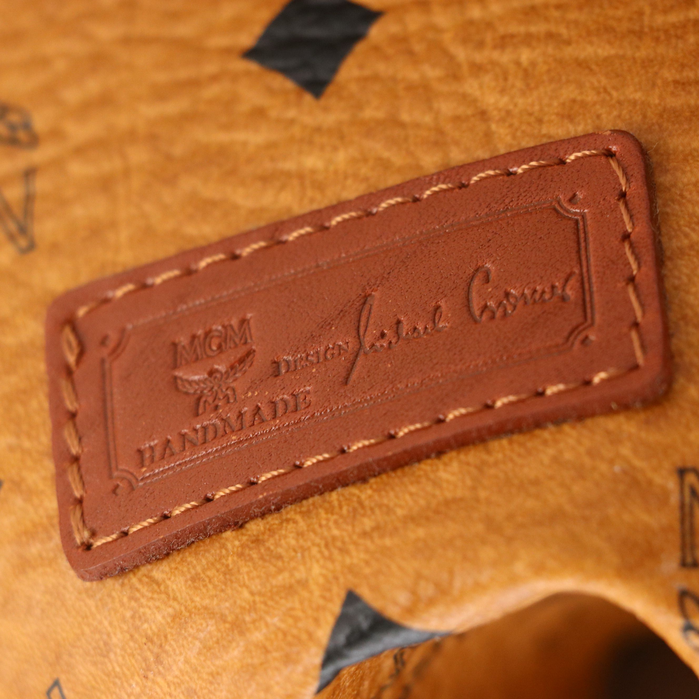 MCM Long Handle Medium Tote Bag in Cognac Visetos Canvas