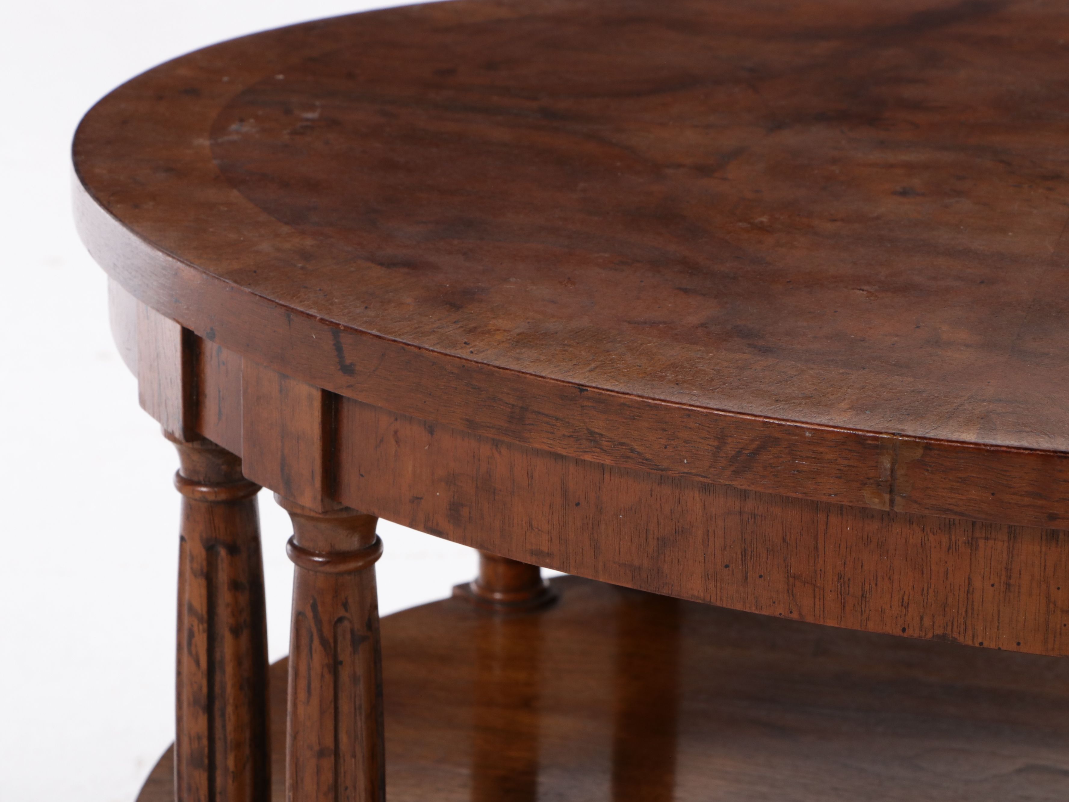 Regency Style Three-Tiered Walnut Finish Side Table