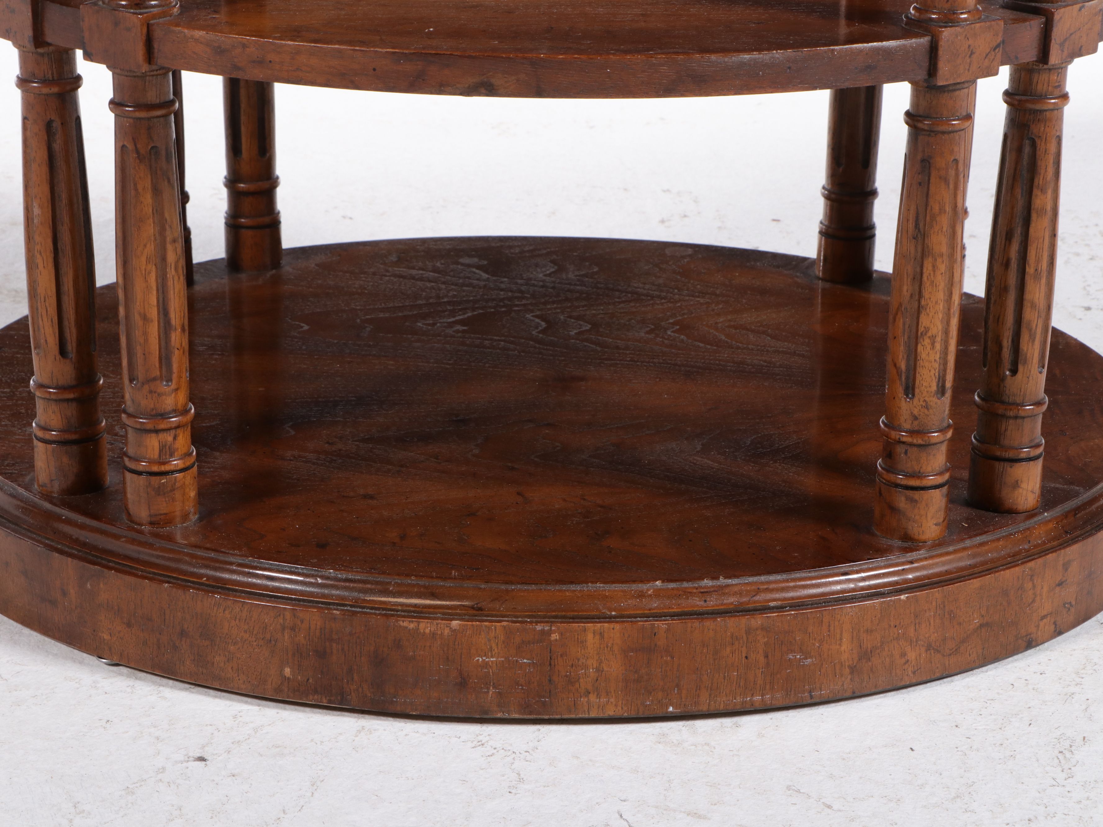 Regency Style Three-Tiered Walnut Finish Side Table