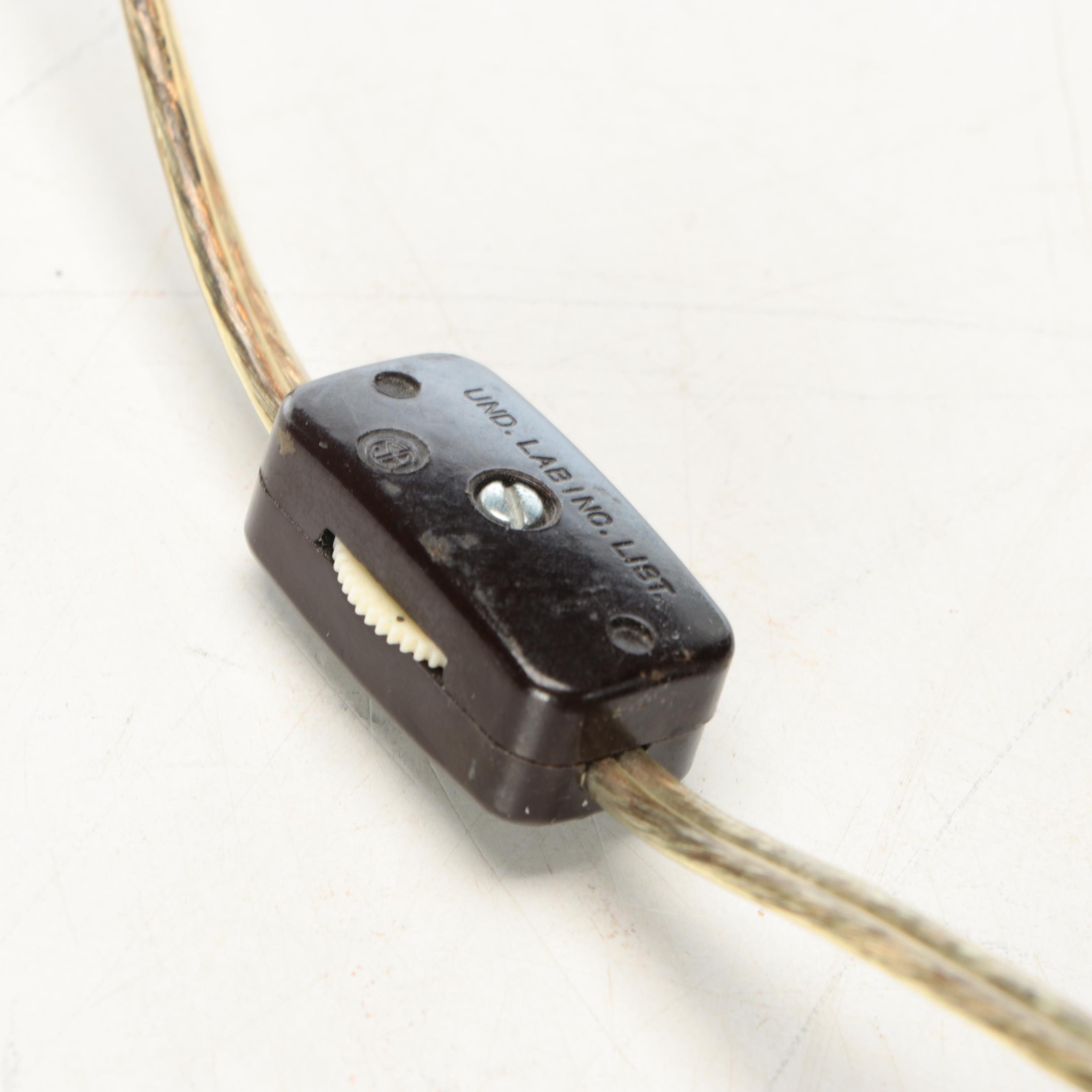 Miller Attr. Patinated Spelter Table Lamp with Bent Panel Slag Glass Shade