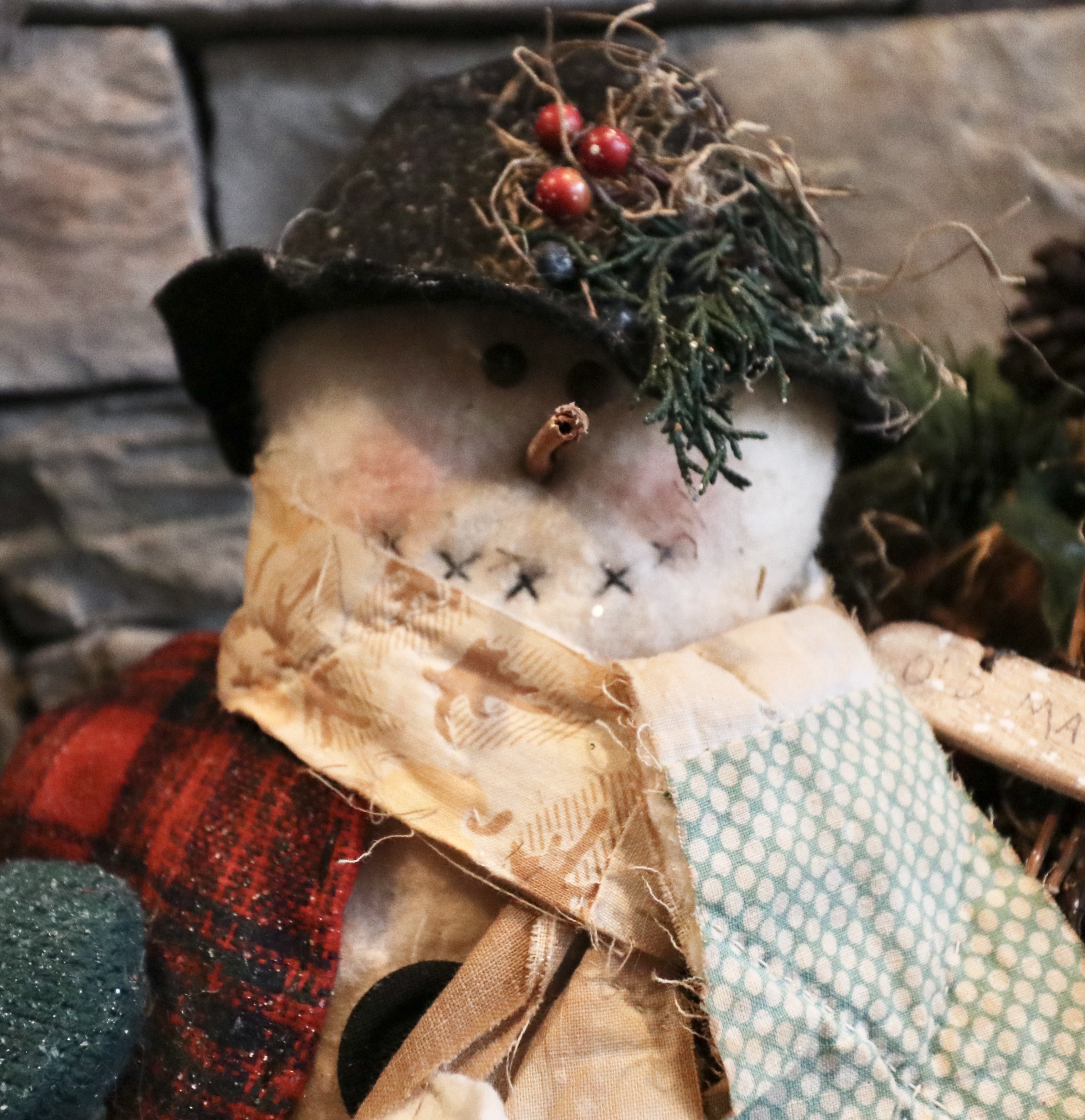 Woodland Christmas Mantel Decor with Flocked Garland