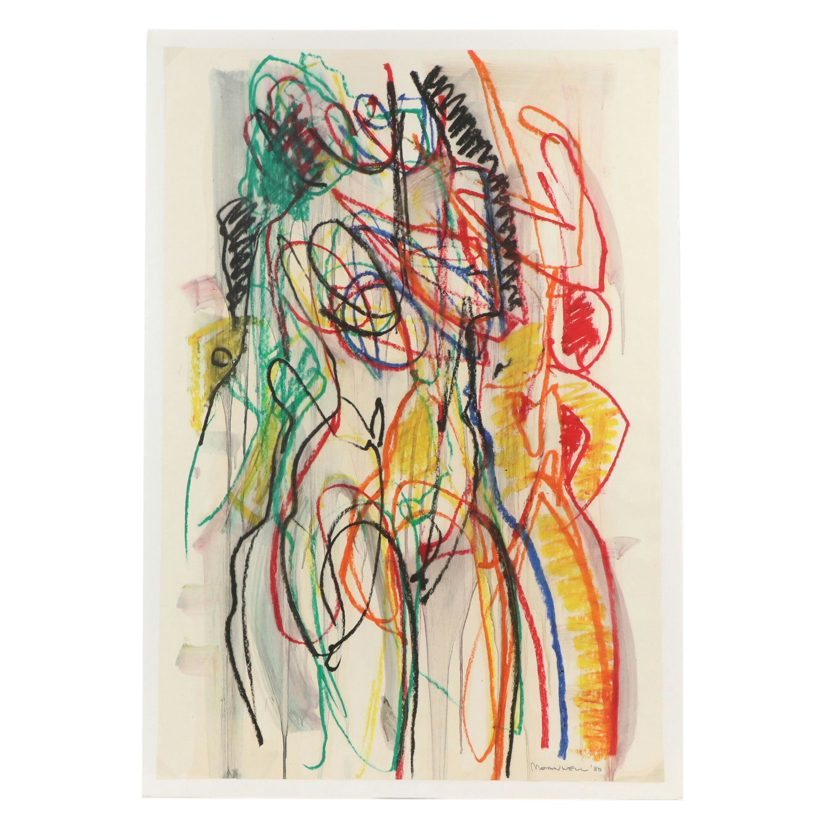 Jack Meanwell Abstract Expressionist Drawing, 1980