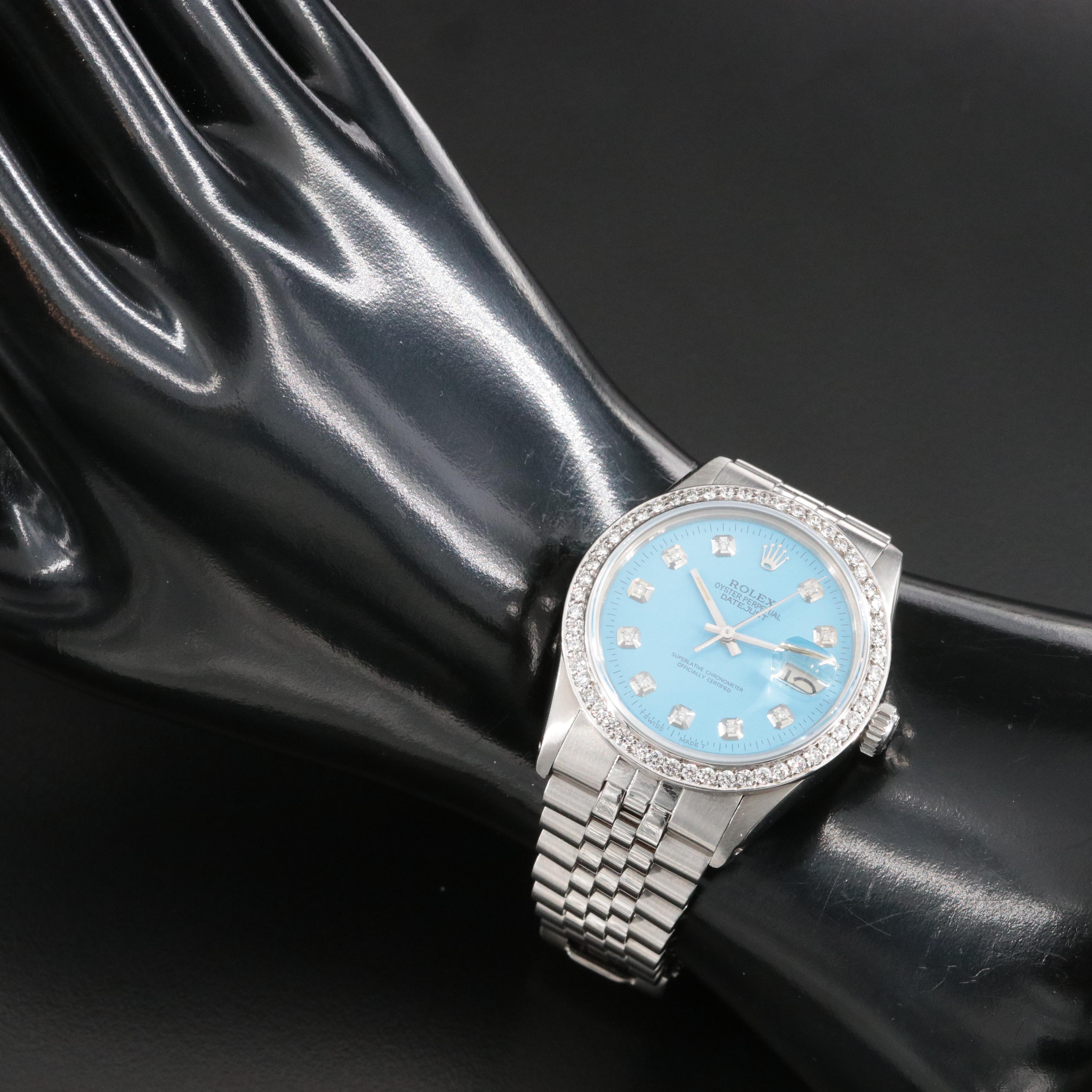 1979 Rolex Custom Diamond Bezel & Dial Datejust 36mm 16030 Watch