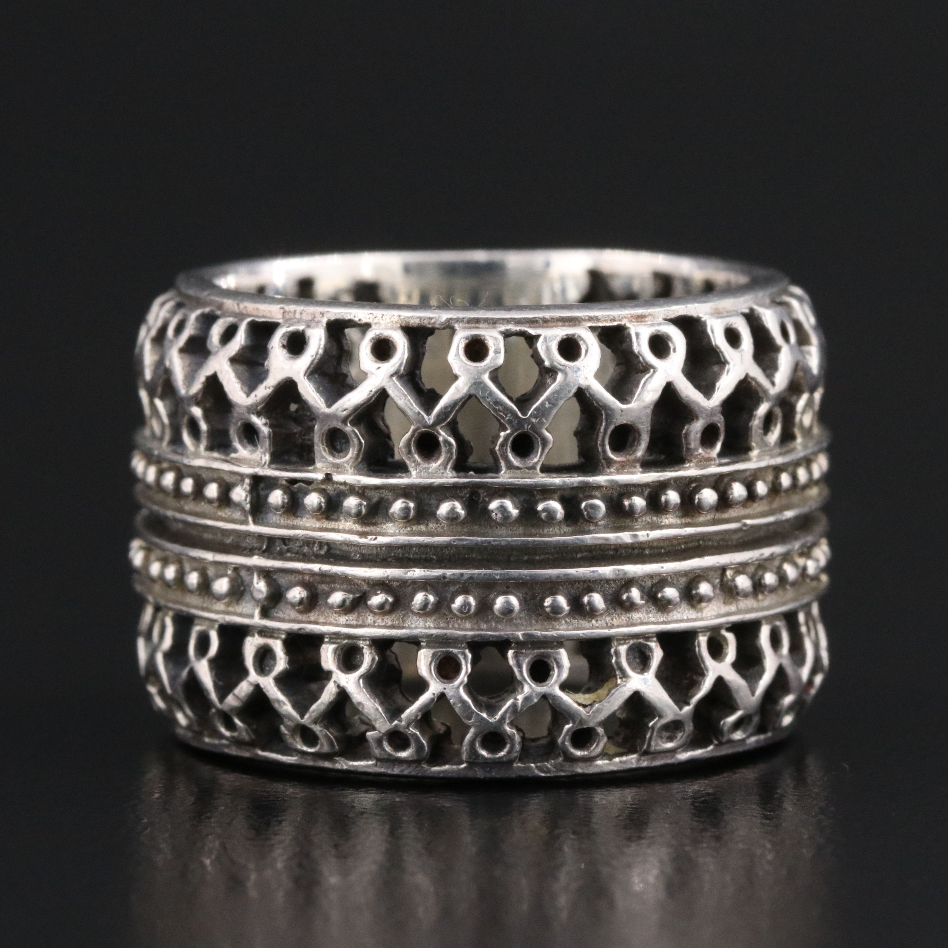 Sterling Cut-Out Ring with Bead Detail