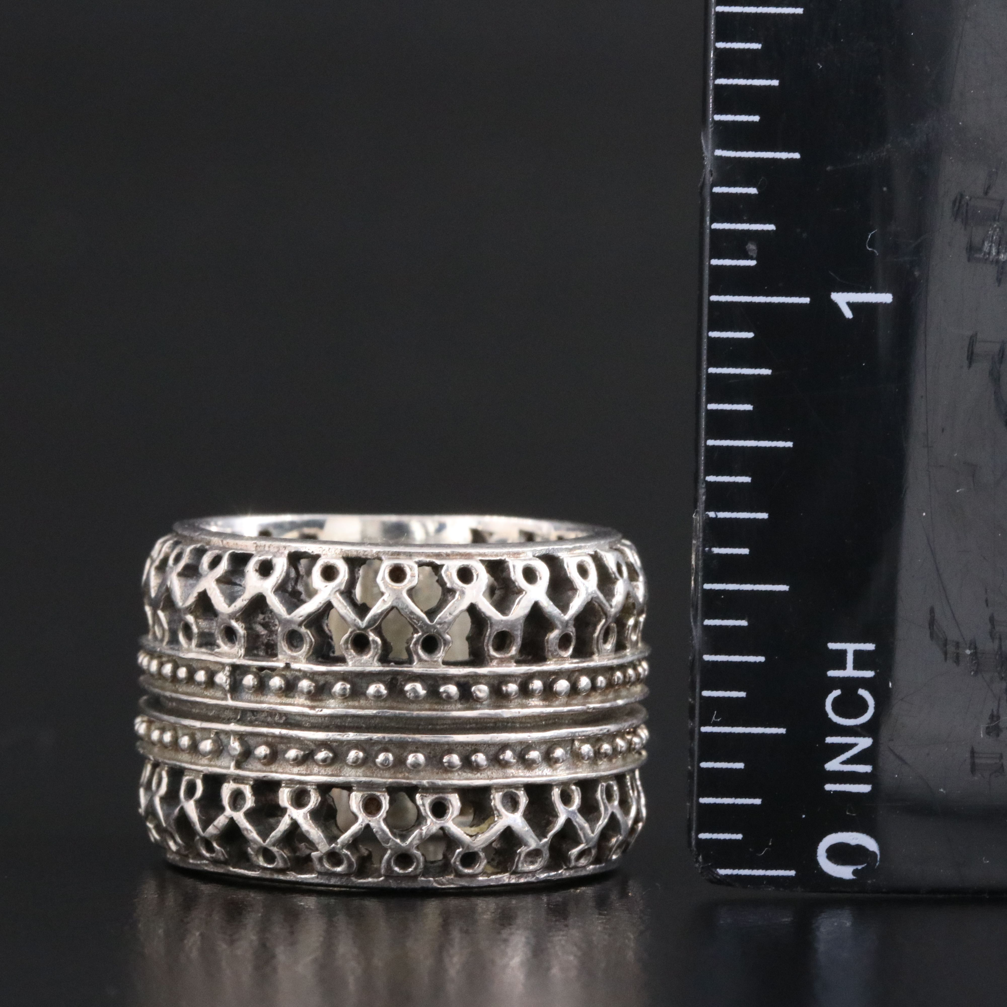Sterling Cut-Out Ring with Bead Detail