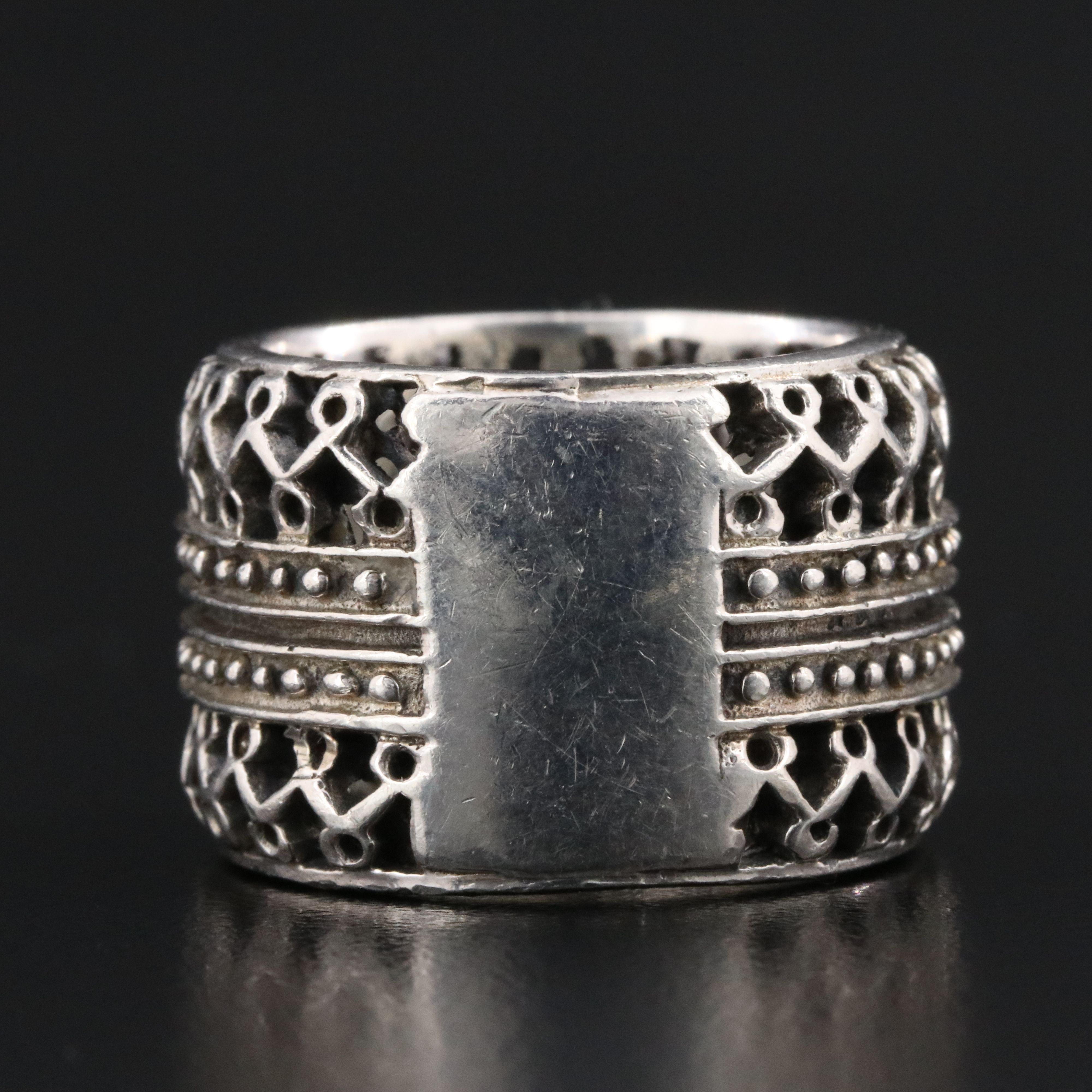 Sterling Cut-Out Ring with Bead Detail