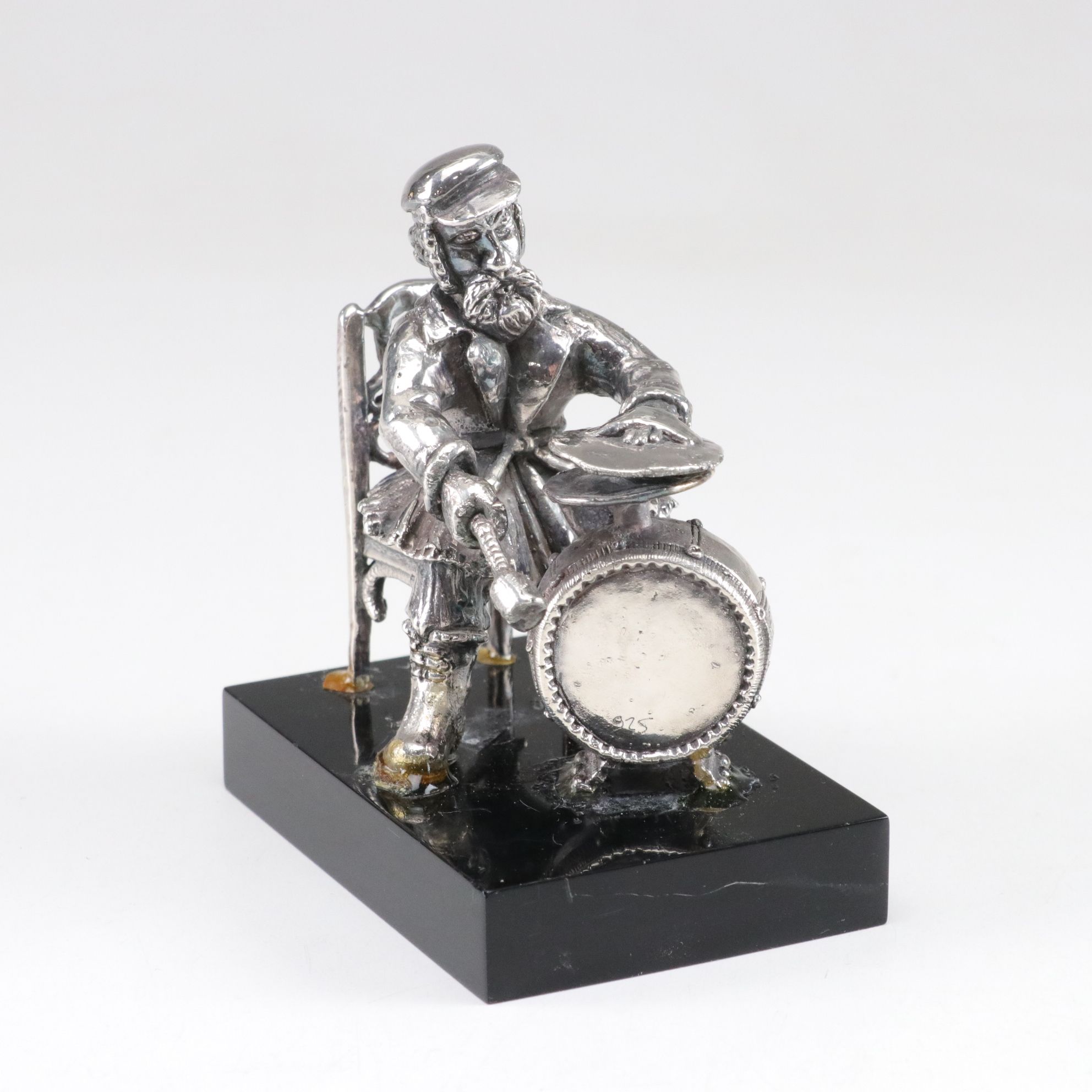 Sterling Silver Seated Musician Figurine Attributed to Ben-Zion