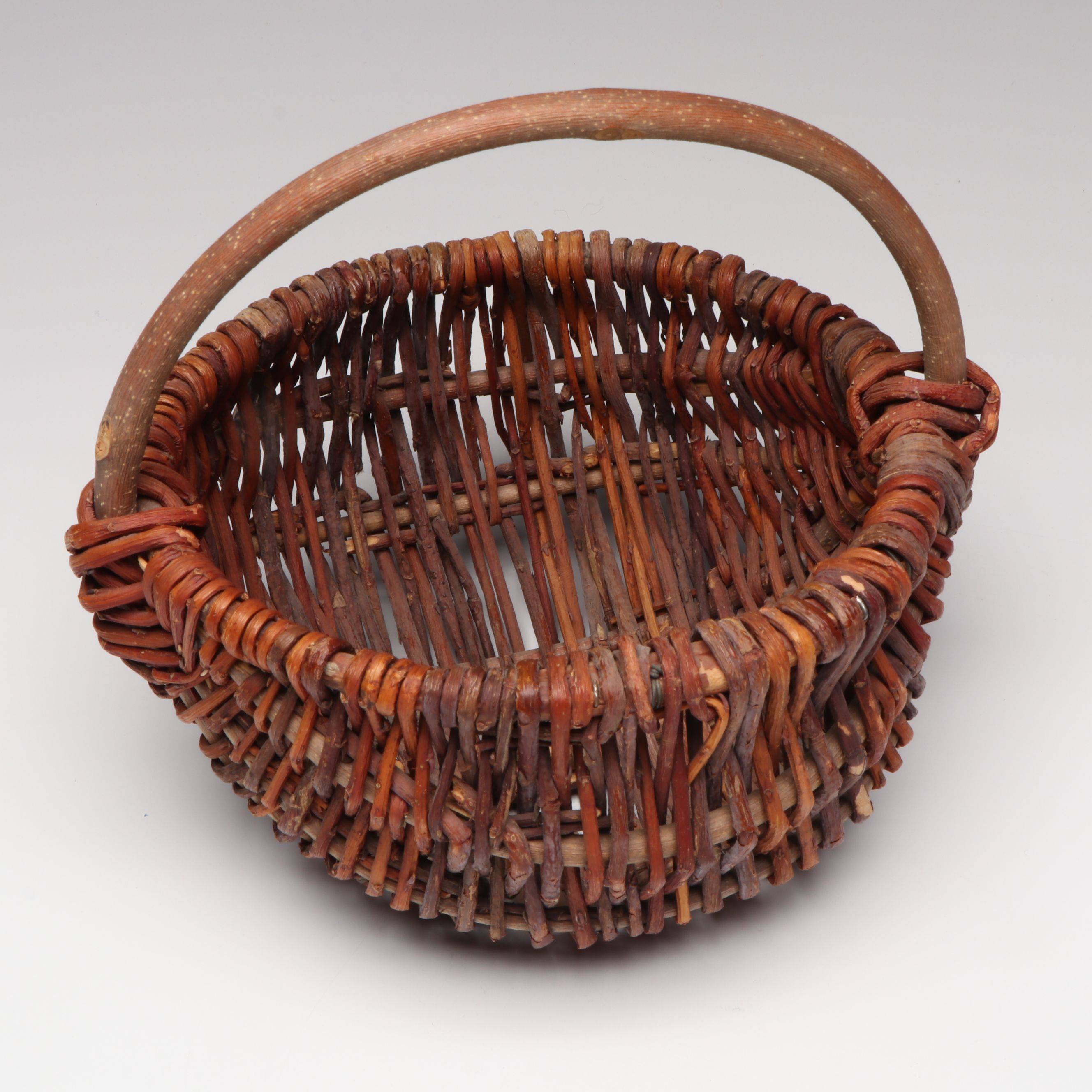 Northern Saskatchewan Cree Handwoven Red Willow Handled Baskets