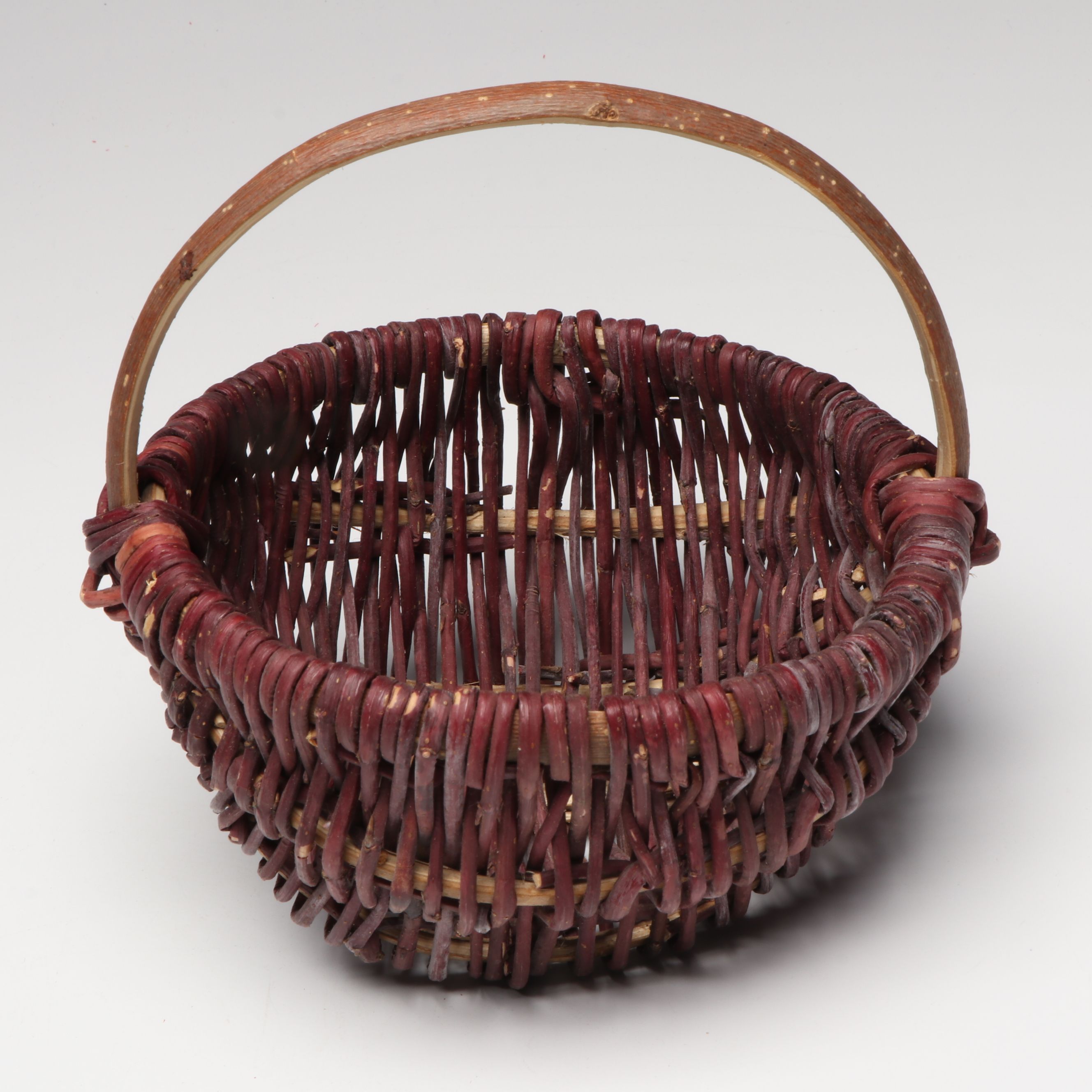 Northern Saskatchewan Cree Handwoven Red Willow Handled Baskets