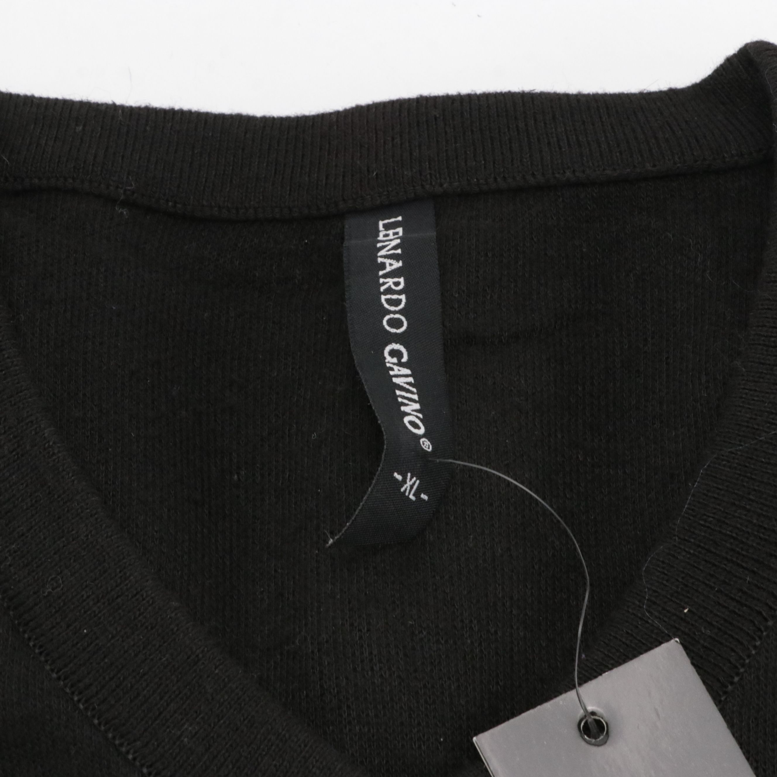 Men's Leonardo Gavino Black Cotton Knit Sweater Vest, With Tag