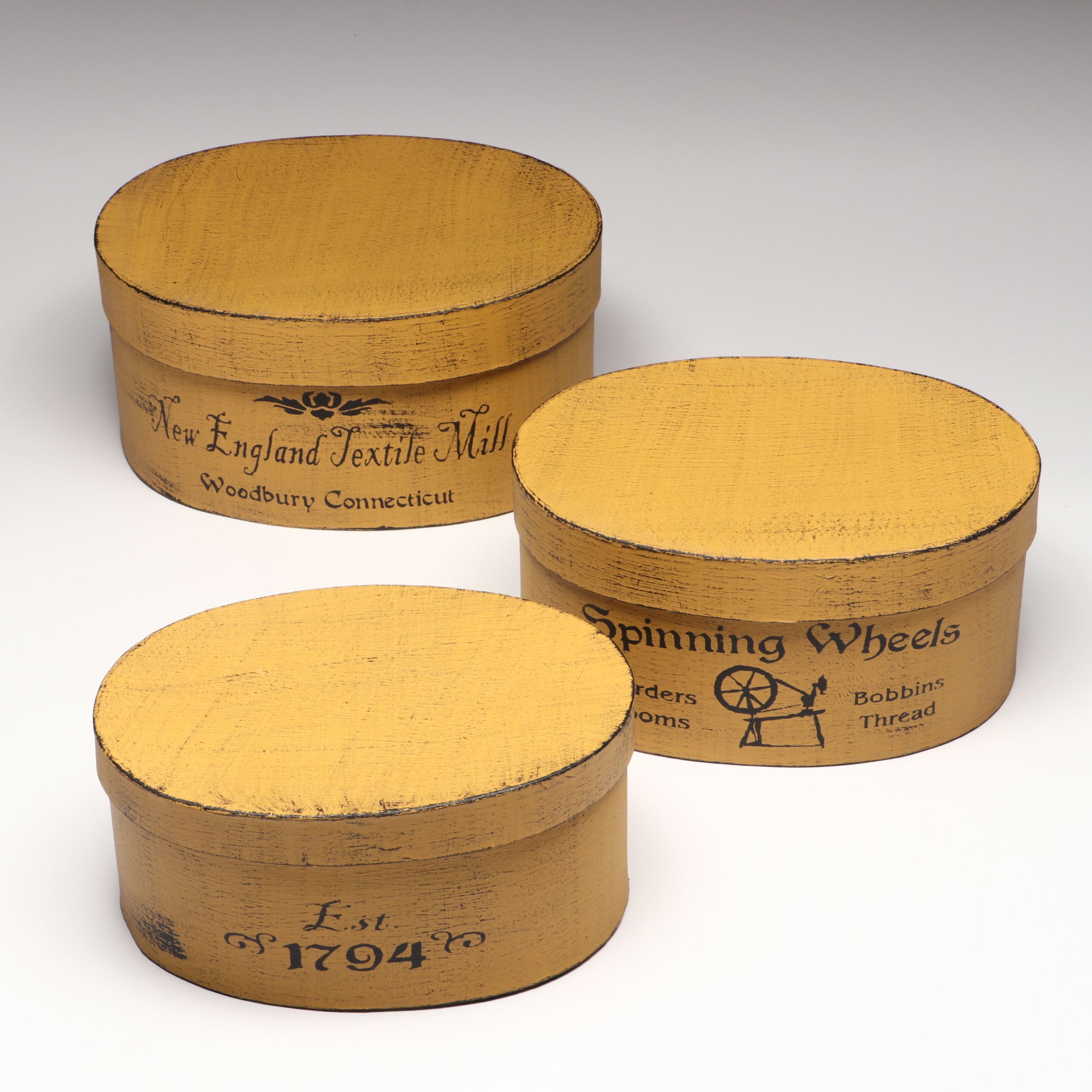 New England Textile Mill Decorative Wooden Boxes