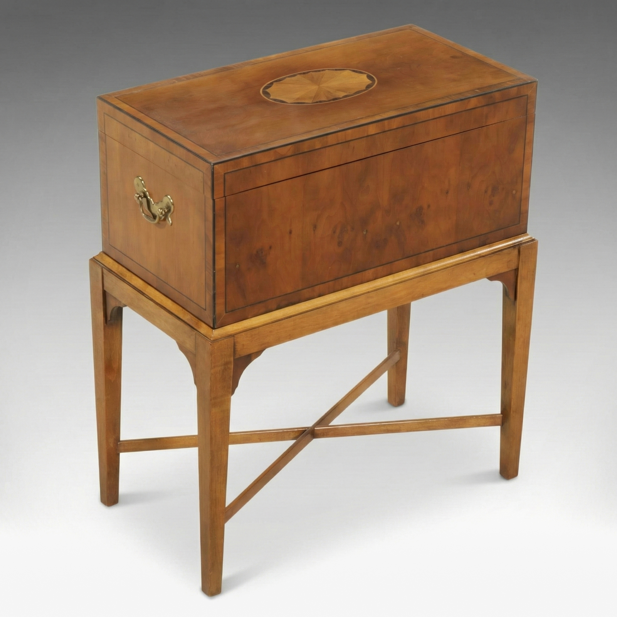 Baker Furniture George III Style Cellarette Box on Stand with Inlay Decoration