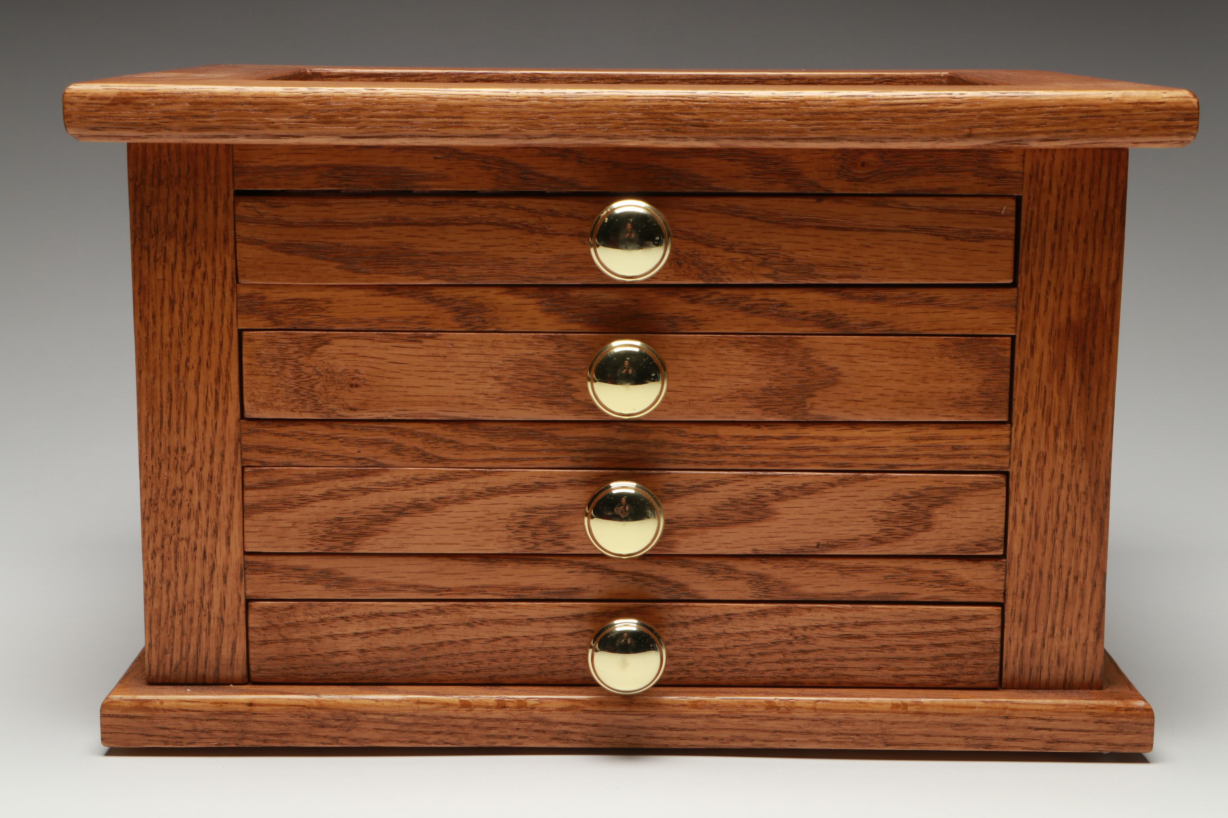 Oak Four-Drawer Pen Display Case
