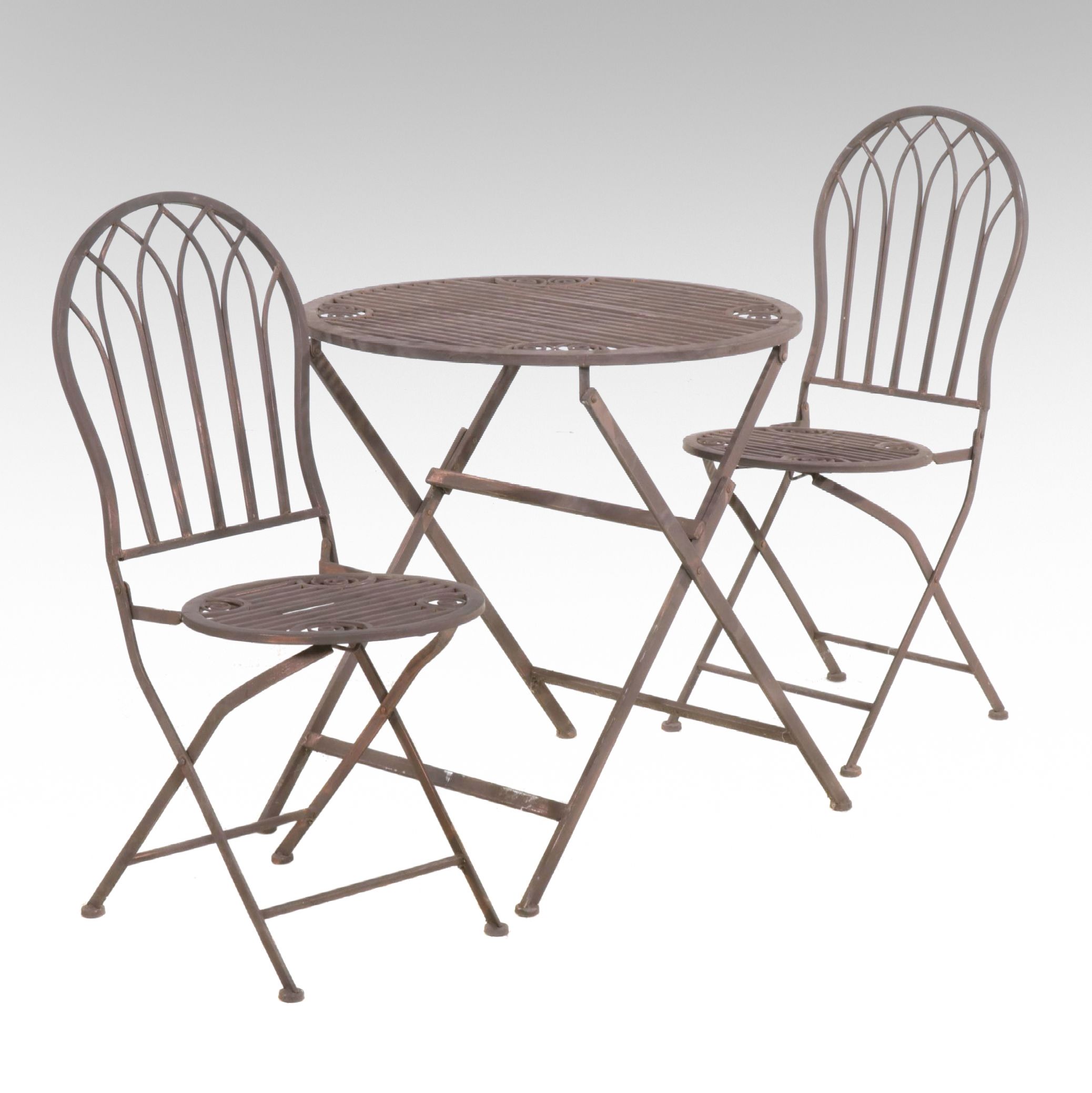 Metal Folding Patio Table and Two Chairs
