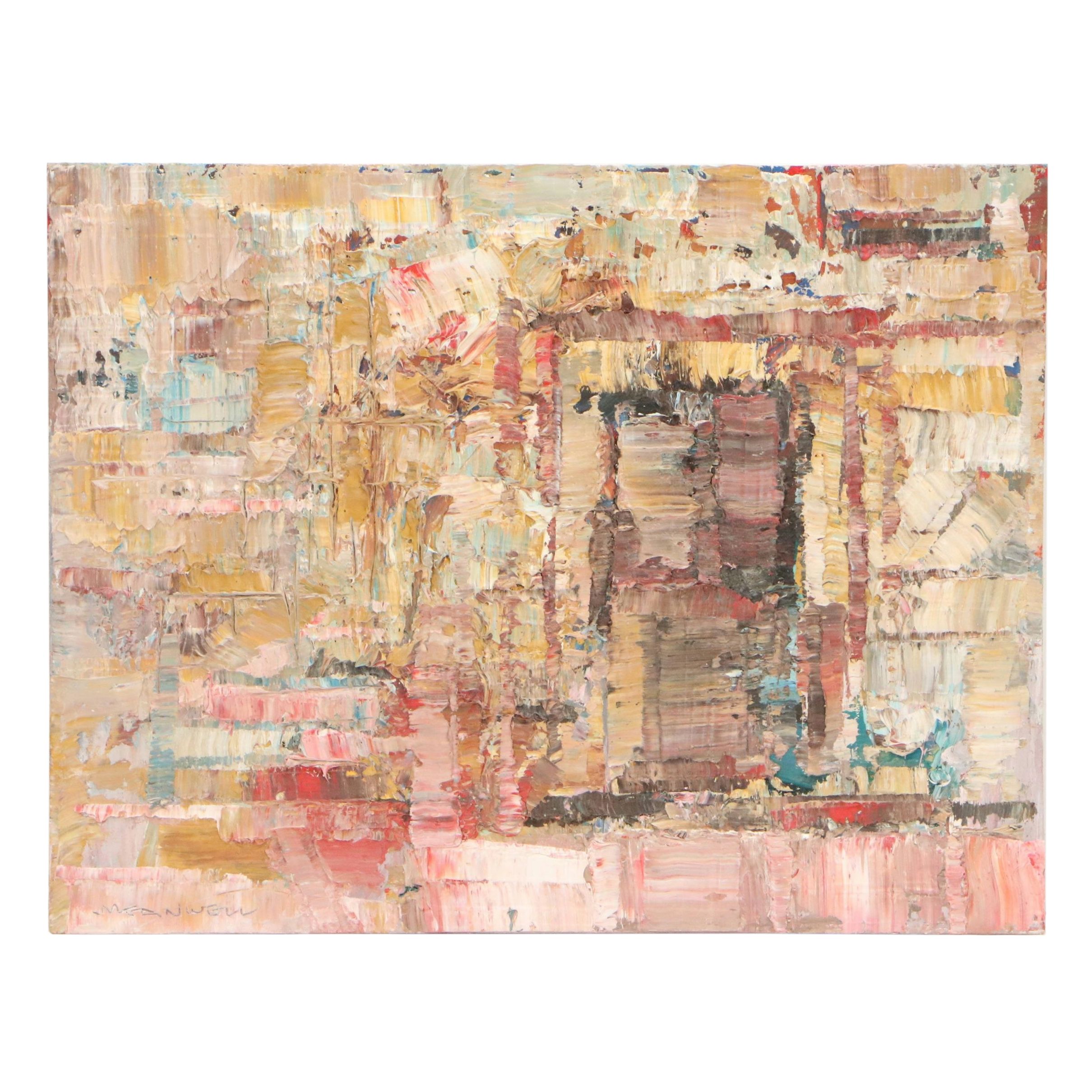 Jack Meanwell Abstract Expressionist Oil Painting, Late 20th Century