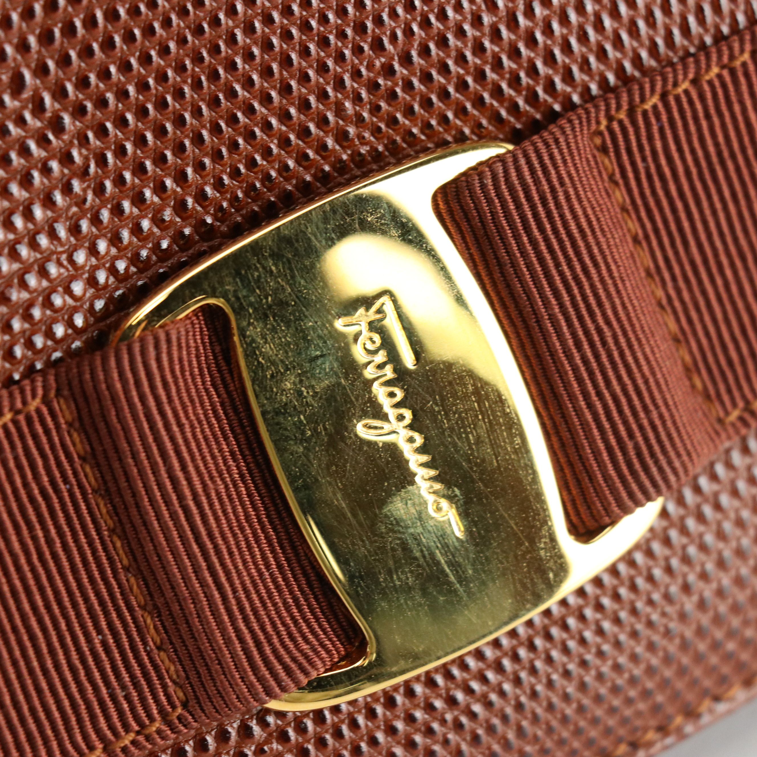 Salvatore Ferragamo Lizard Embossed Leather Mini Vara Drawstring Bucket Bag