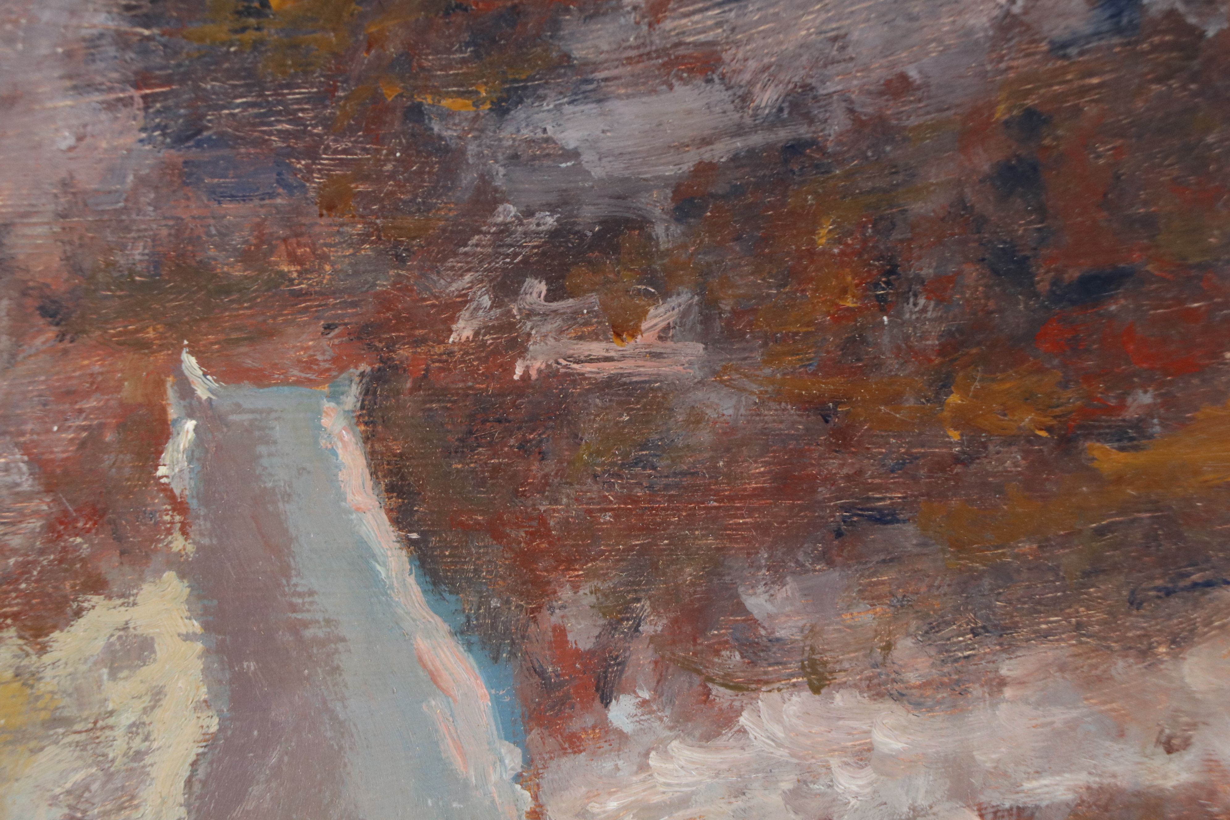 Bernard Lennon Oil Painting of Cat in Landscape, Mid to Late 20th Century