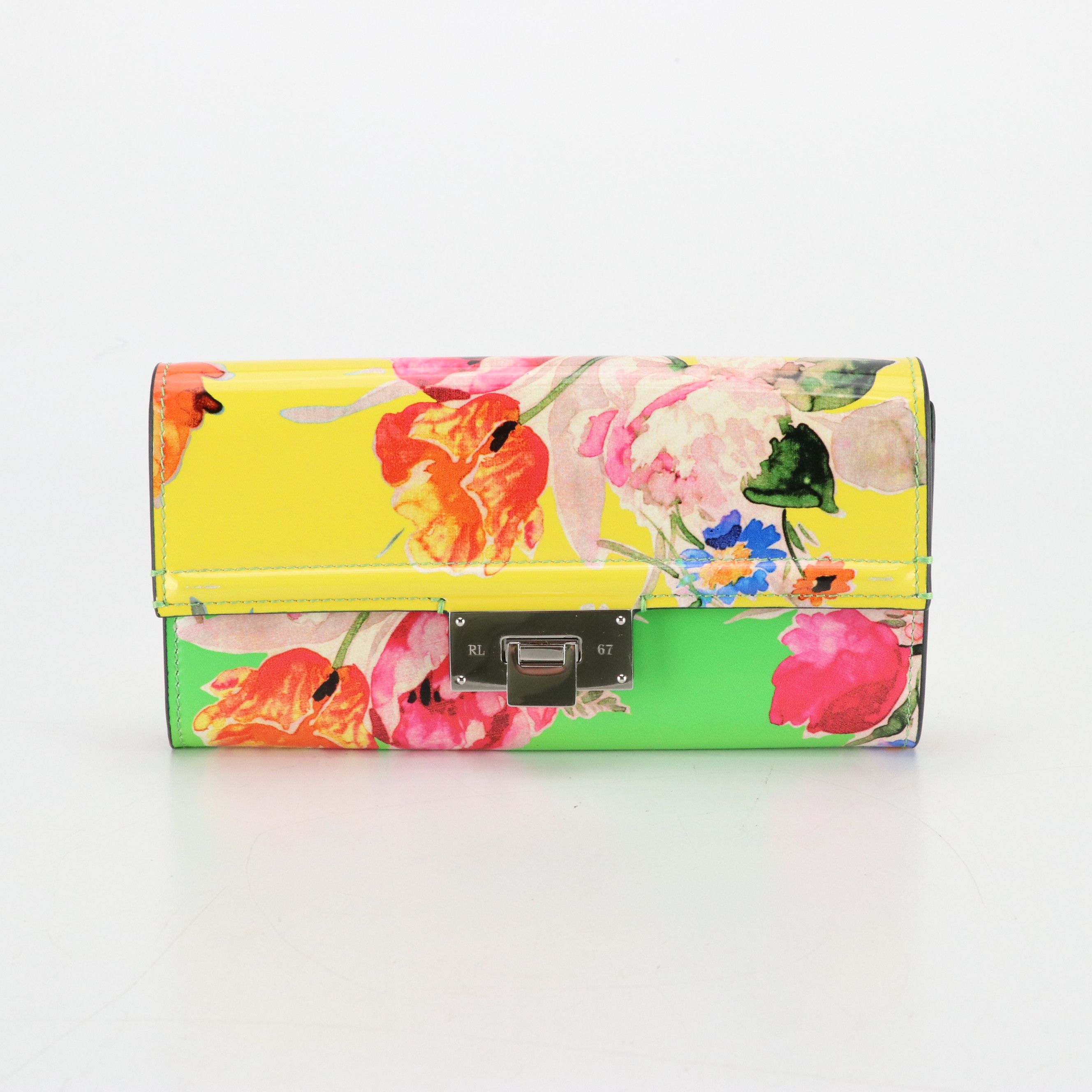 Ralph Lauren Continental Flap Wallet in Floral Print Patent Leather