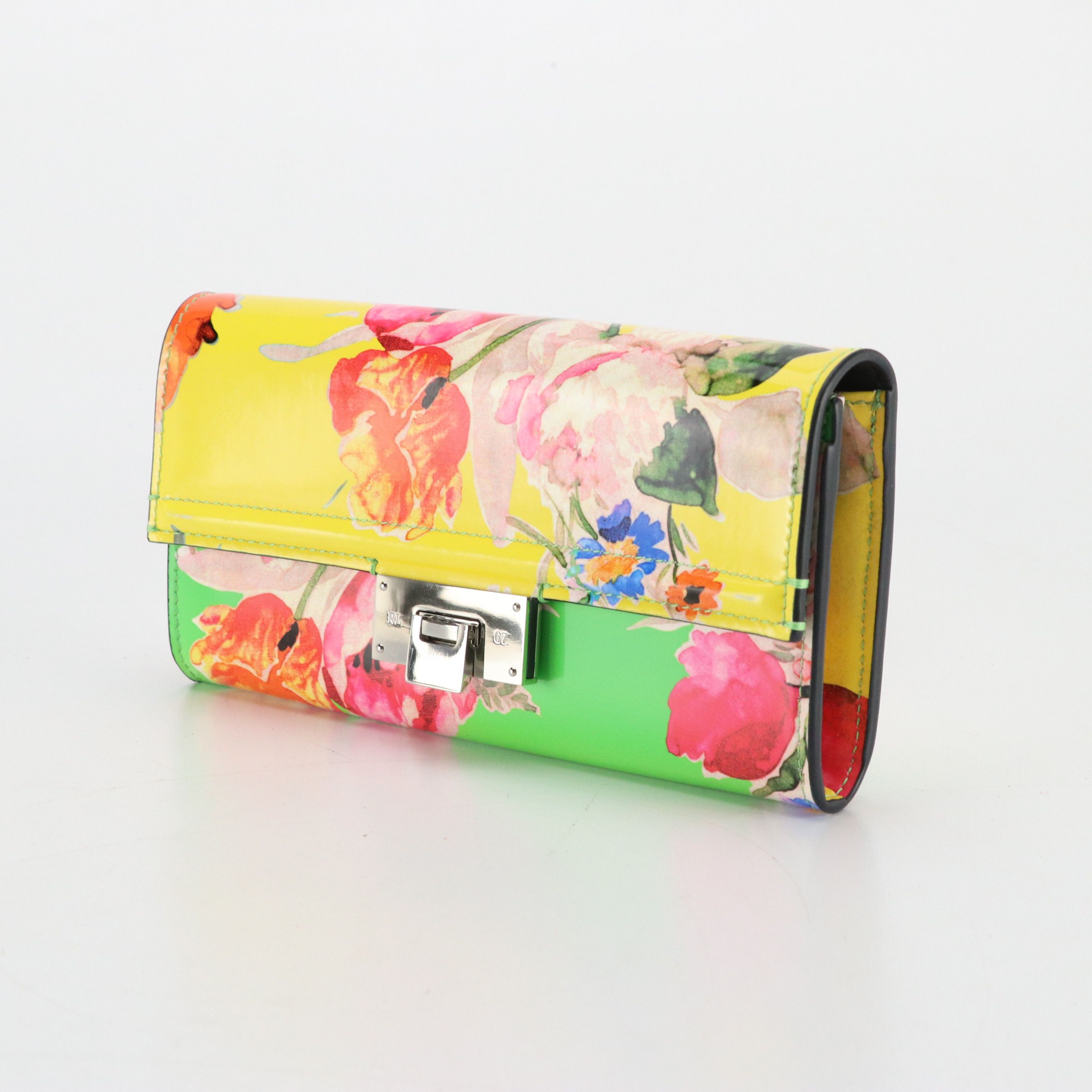 Ralph Lauren Continental Flap Wallet in Floral Print Patent Leather
