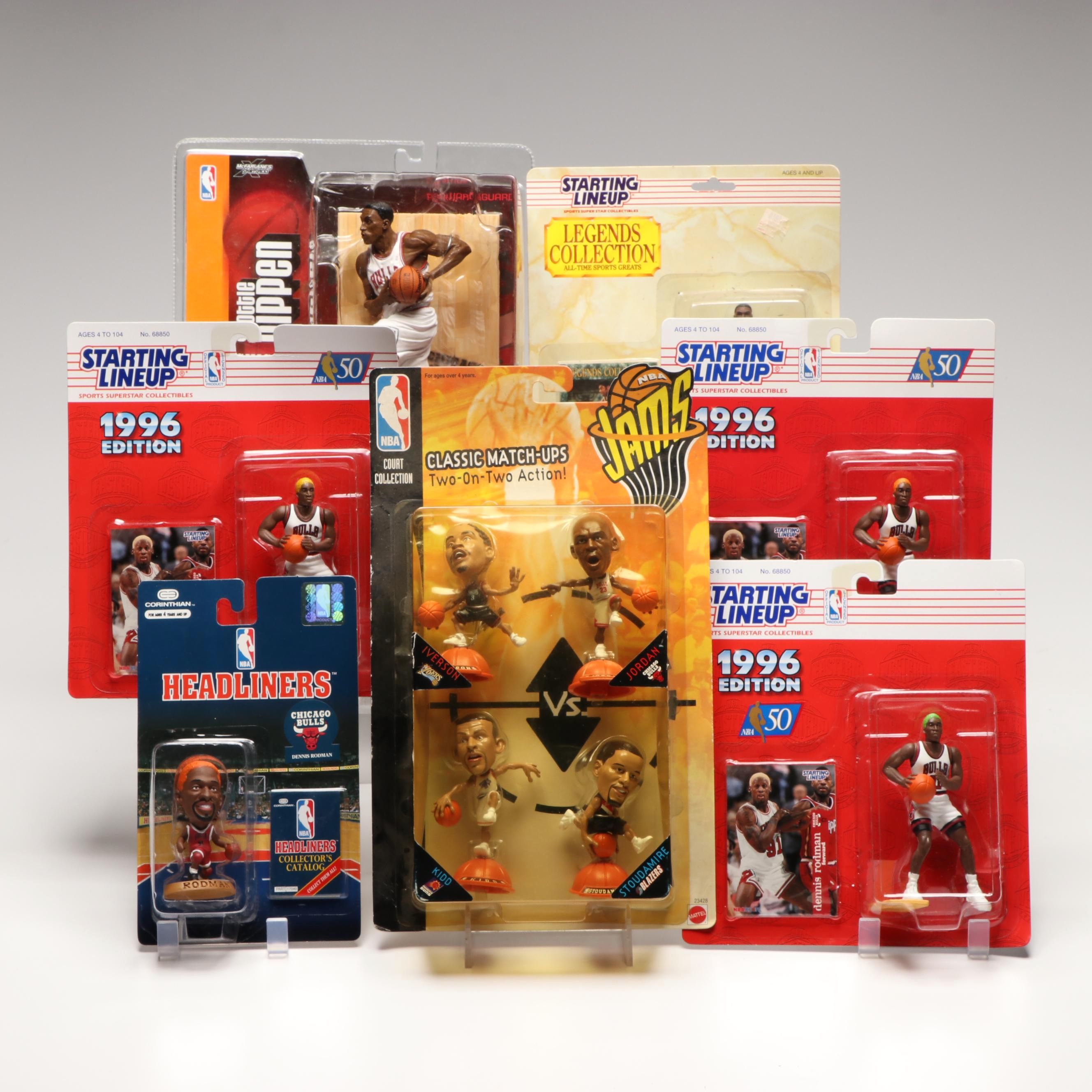 Kenner 1989 and 1996 Starting Lineup Figures with Other NBA Figures