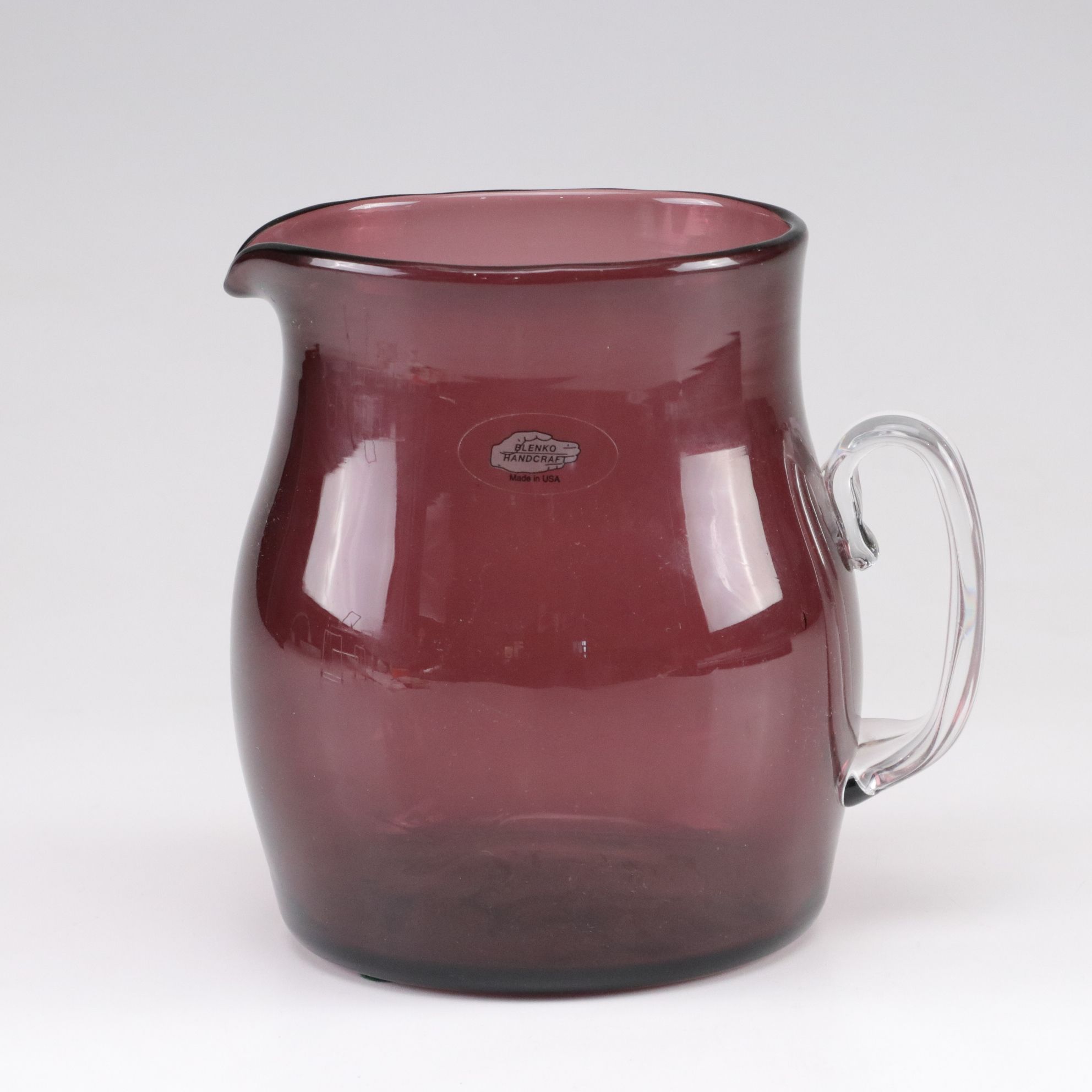 Blenko Amethyst Hand Blown Glass Pitcher