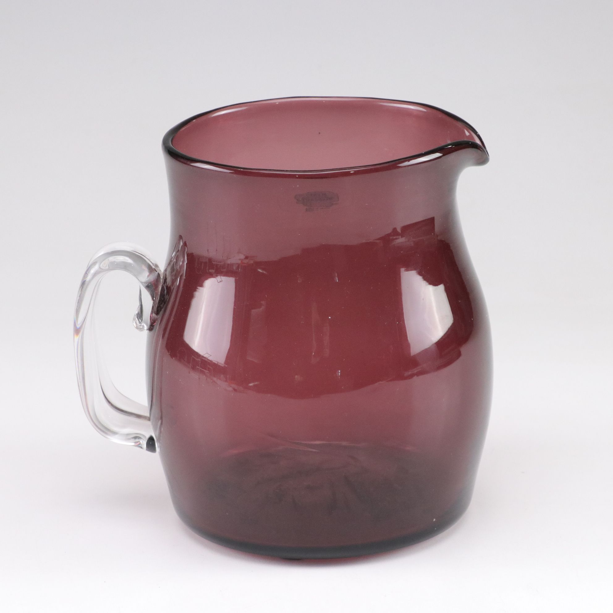 Blenko Amethyst Hand Blown Glass Pitcher