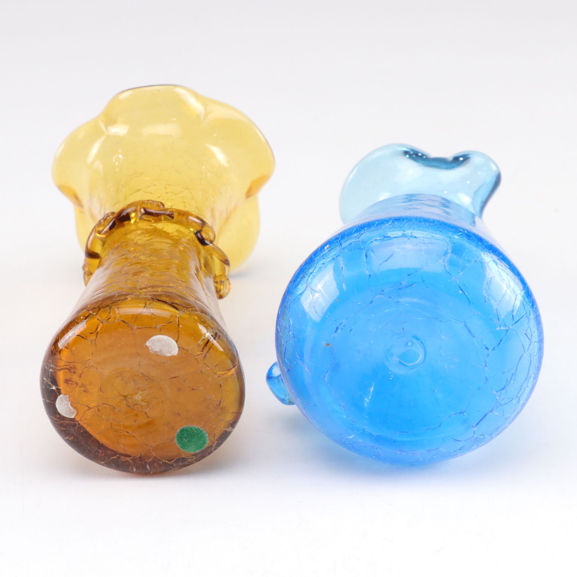 Amethyst Spiral Neck Vase, Lime Green Donut Glass Decanter, Crackle Glass & More