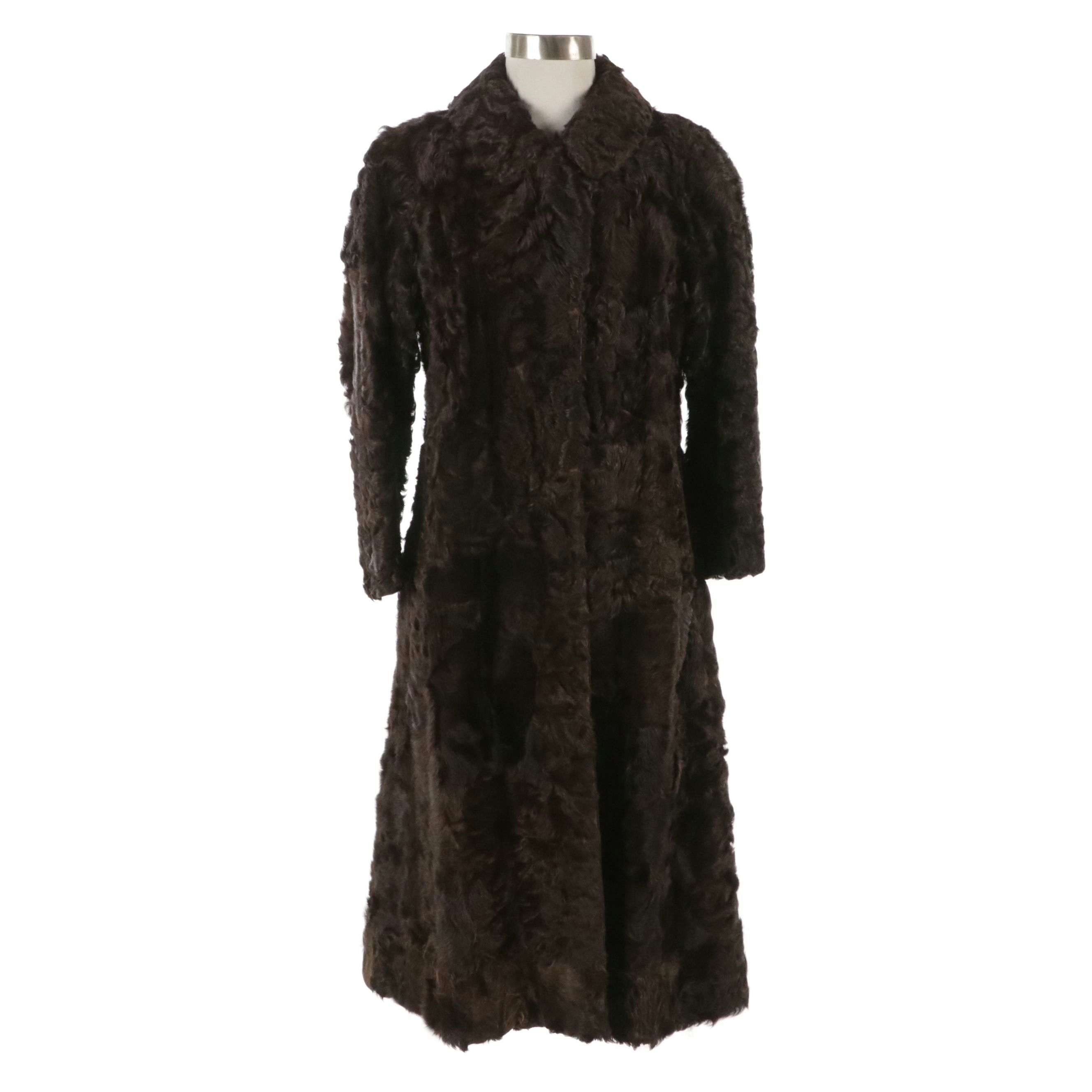 Natural Broadtail Lamb Fur Half-Belt Coat from Rettl Pelzmoden, 1970s
