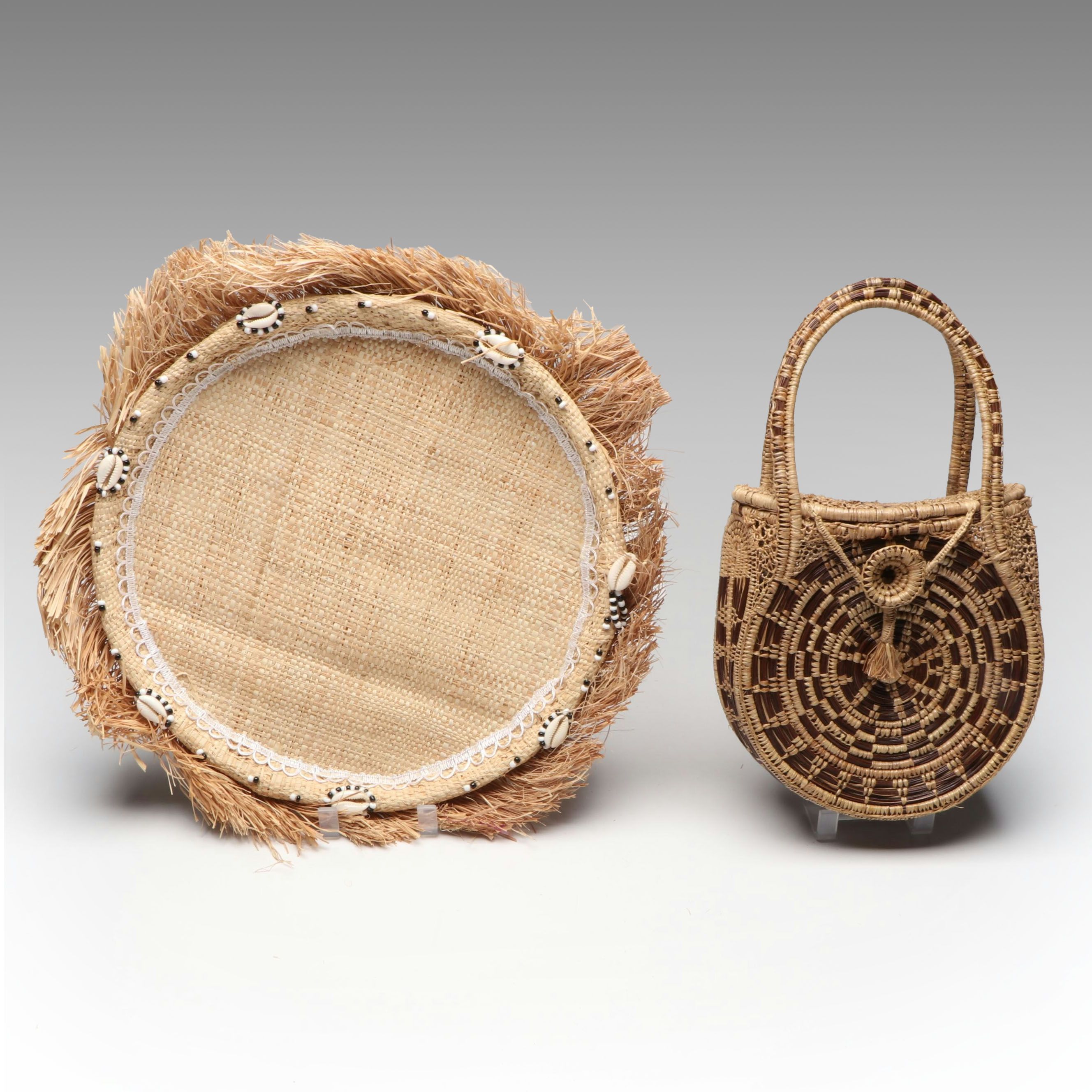 Brazilian Candomblé Ceremonial Basket and Handwoven Handbag