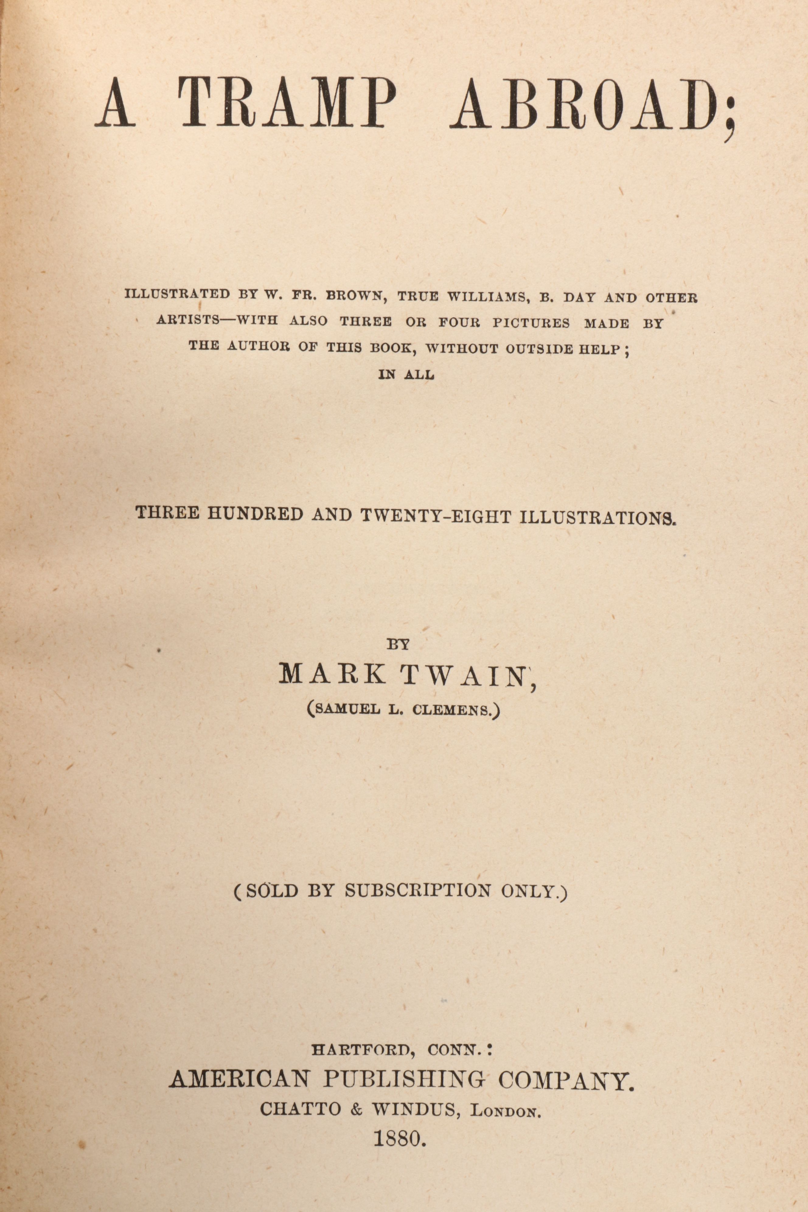 First Edition, Second State "A Tramp Abroad" by Mark Twain, 1880