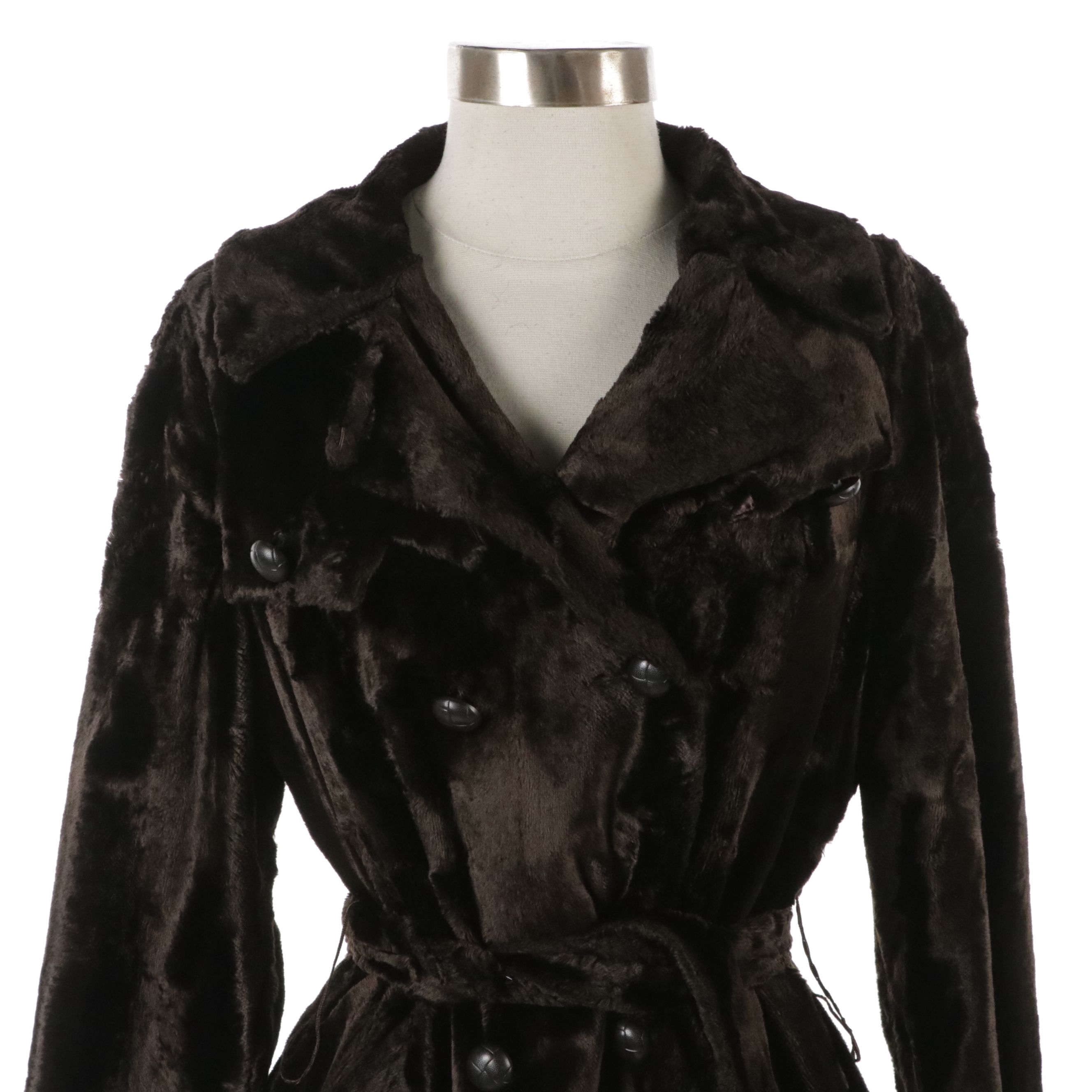 Career Original Double-Breasted Coat in "Arakin" Faux Fur Textile, circa 1970