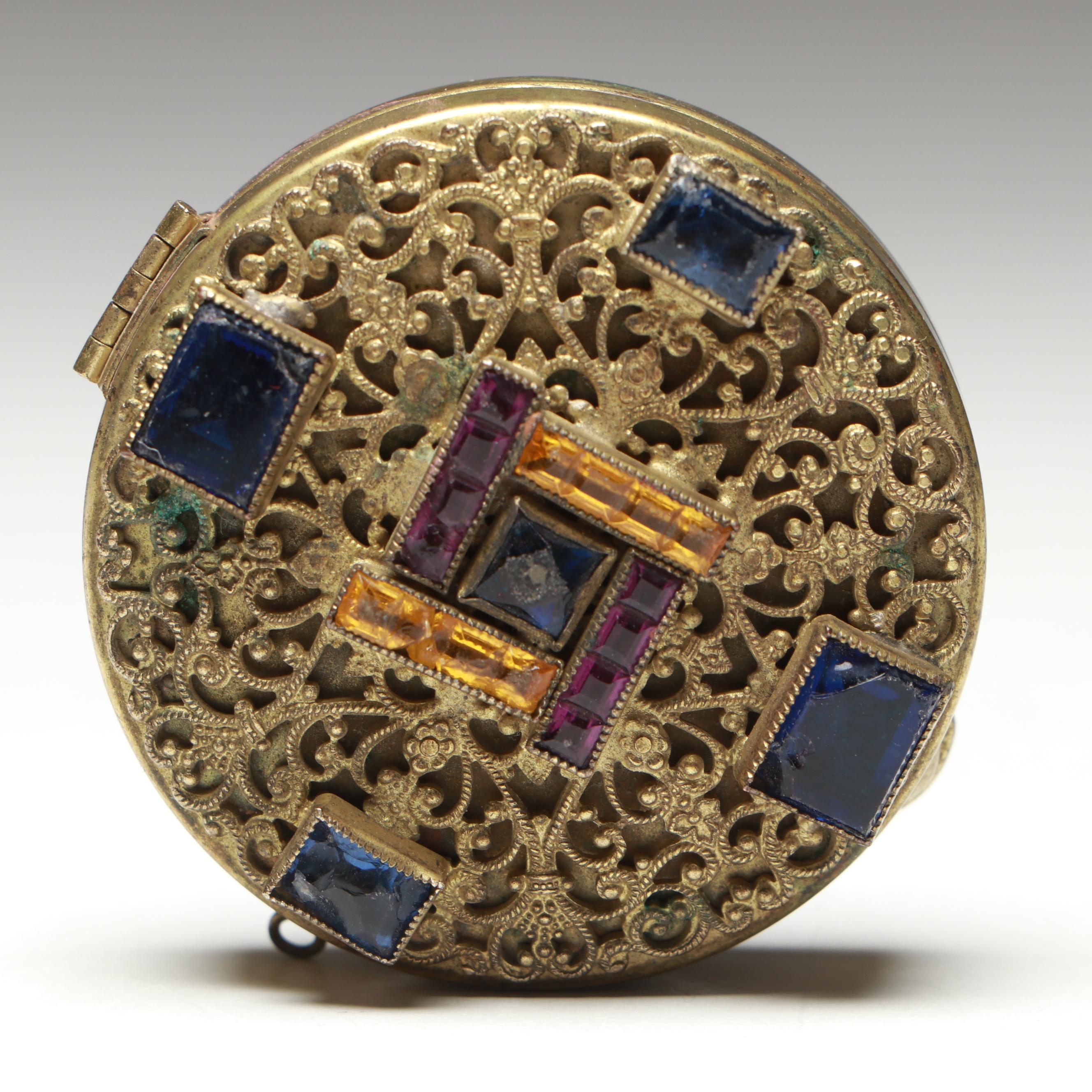 Palm Beach Vanity Embellished Compact with Other Metal Boxes and Ashtray