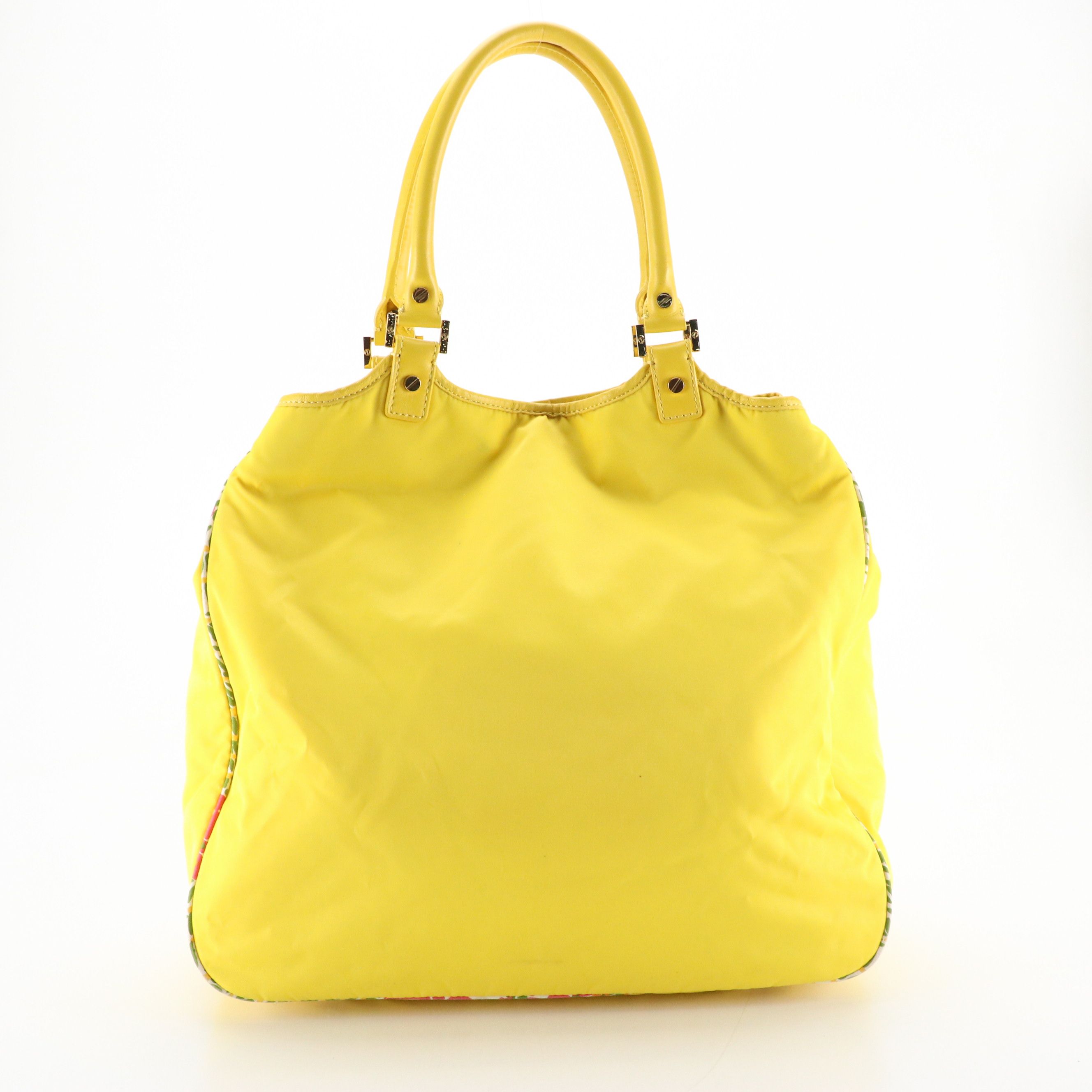 Tory Burch Channing Tote in Yellow Nylon and Leather
