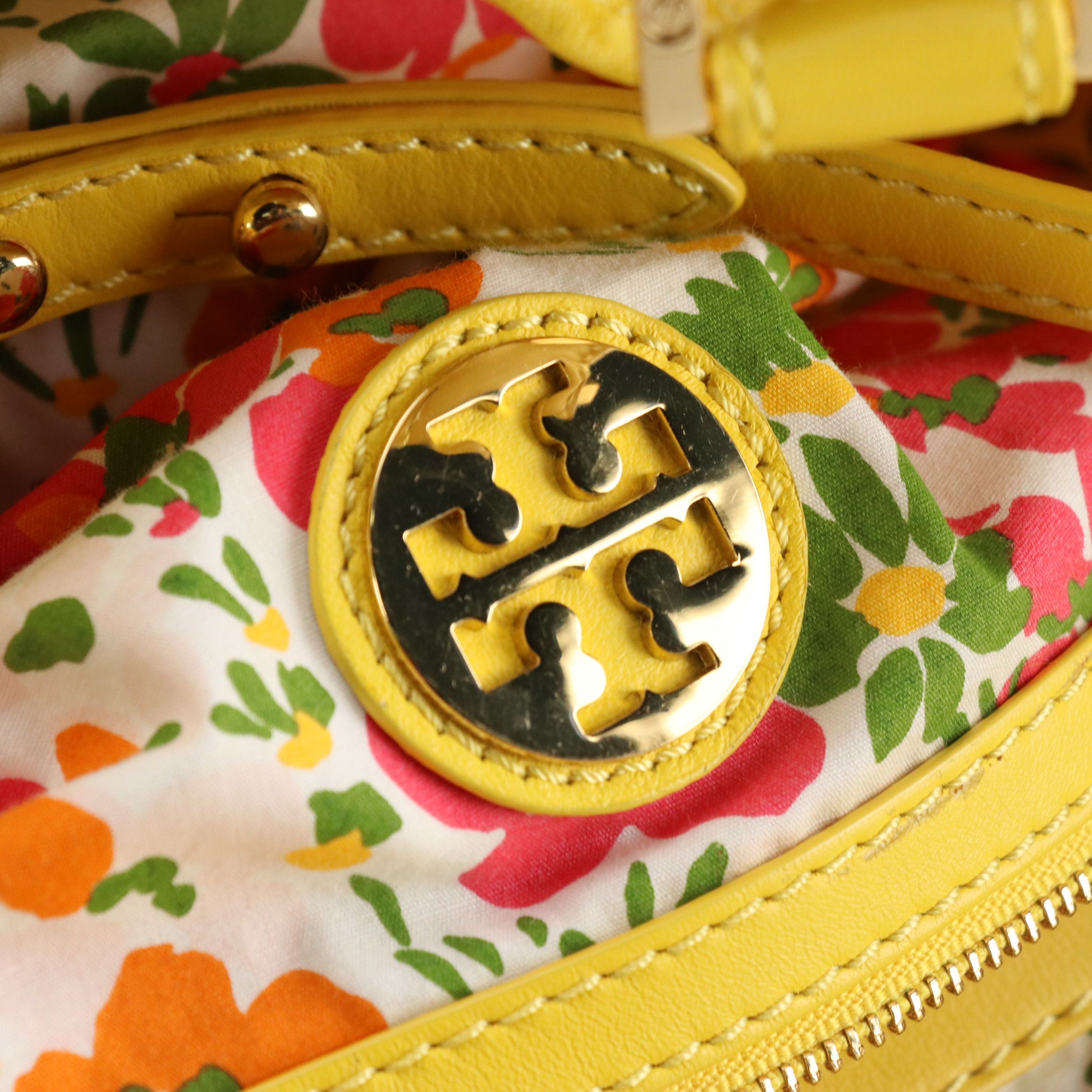 Tory Burch Channing Tote in Yellow Nylon and Leather