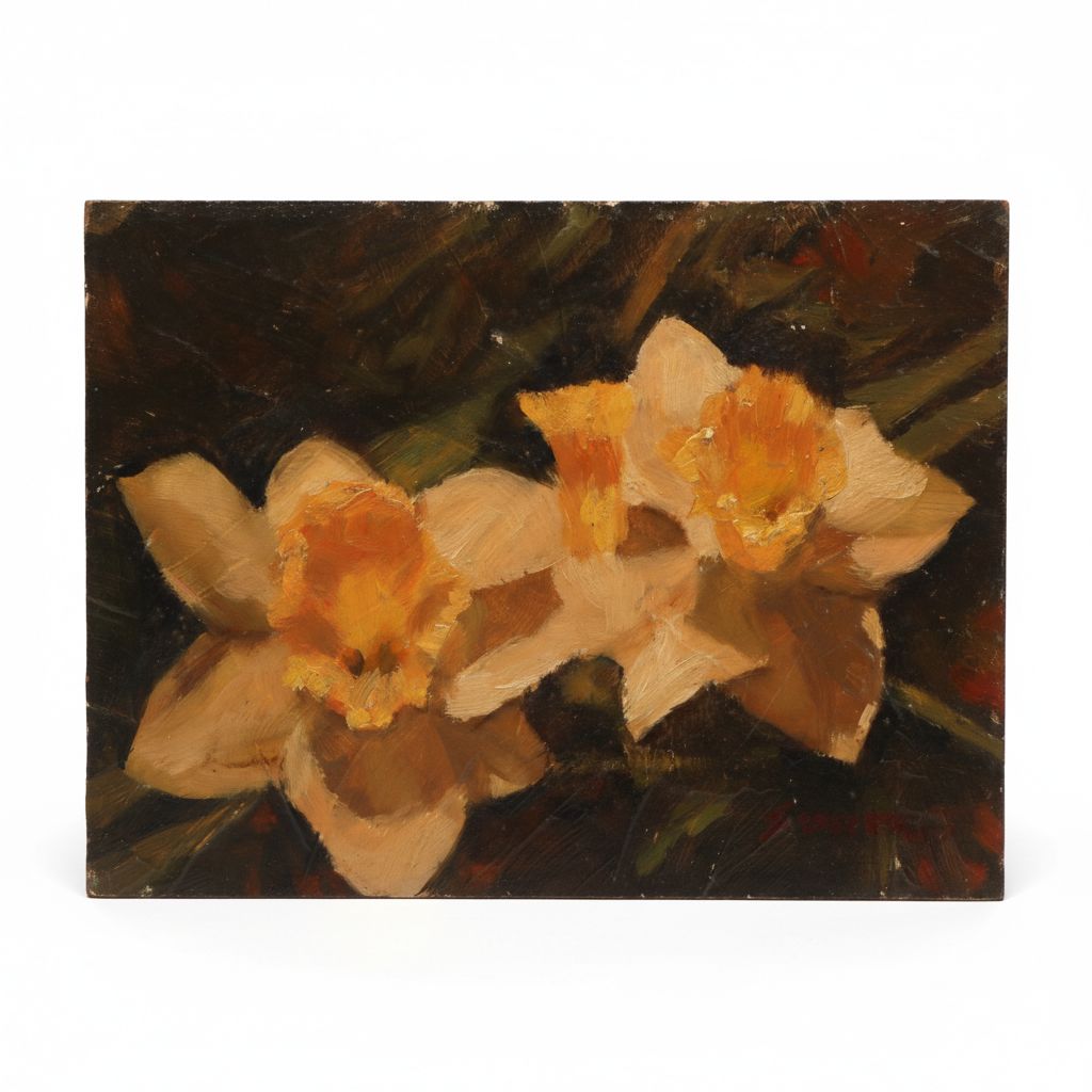 Richard Stalter Still Life Oil Painting of Daffodils