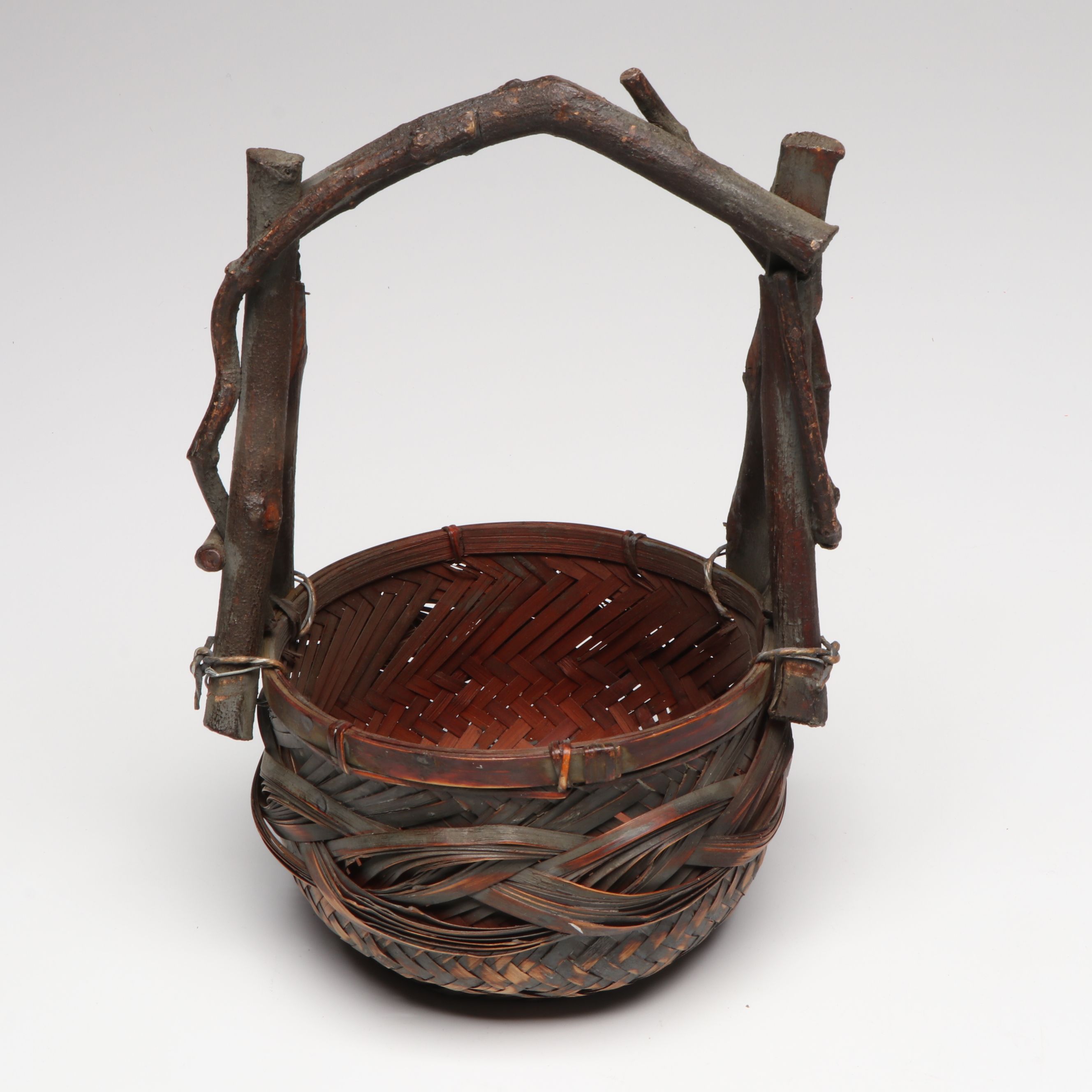 Nova Scotian Mrs. Wilmot Micmac Ash Basket and Mr. Hiltz Witherod Birdhouse