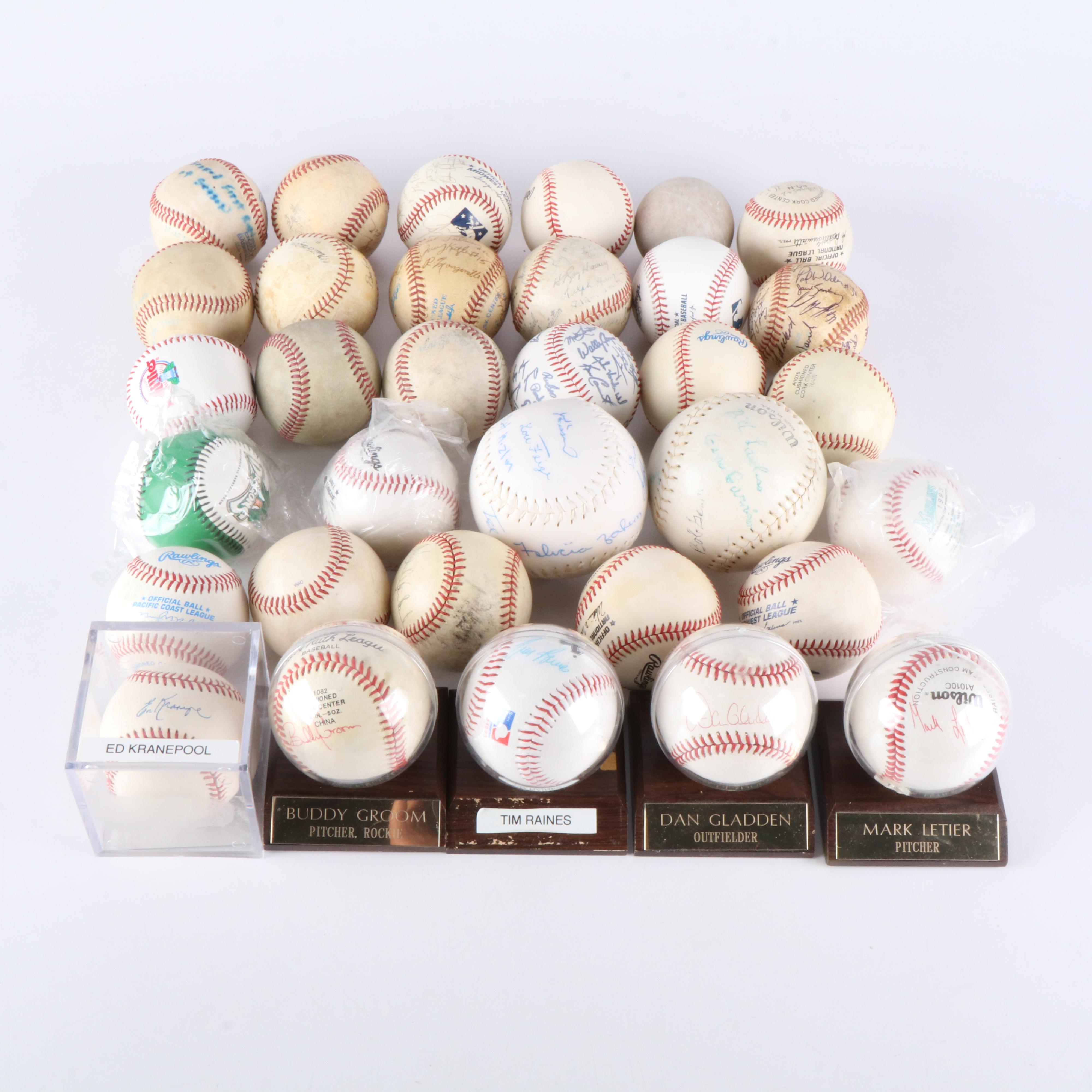 Tim Raines, Dan Gladden, and Bobby Thomson Signed Baseballs with More