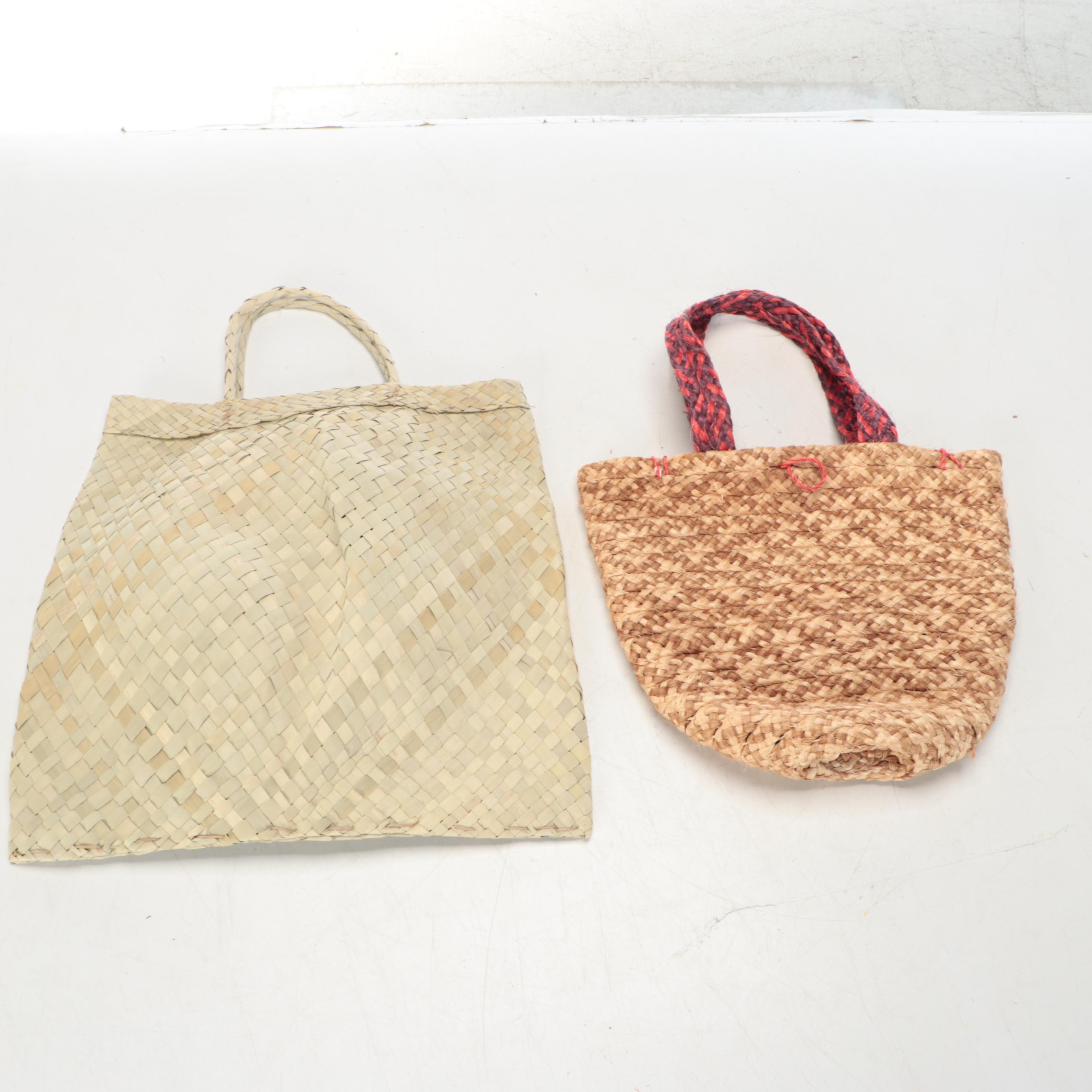 Haitian Woven Coconut Palm and Sisal Fiber Shopping Bags