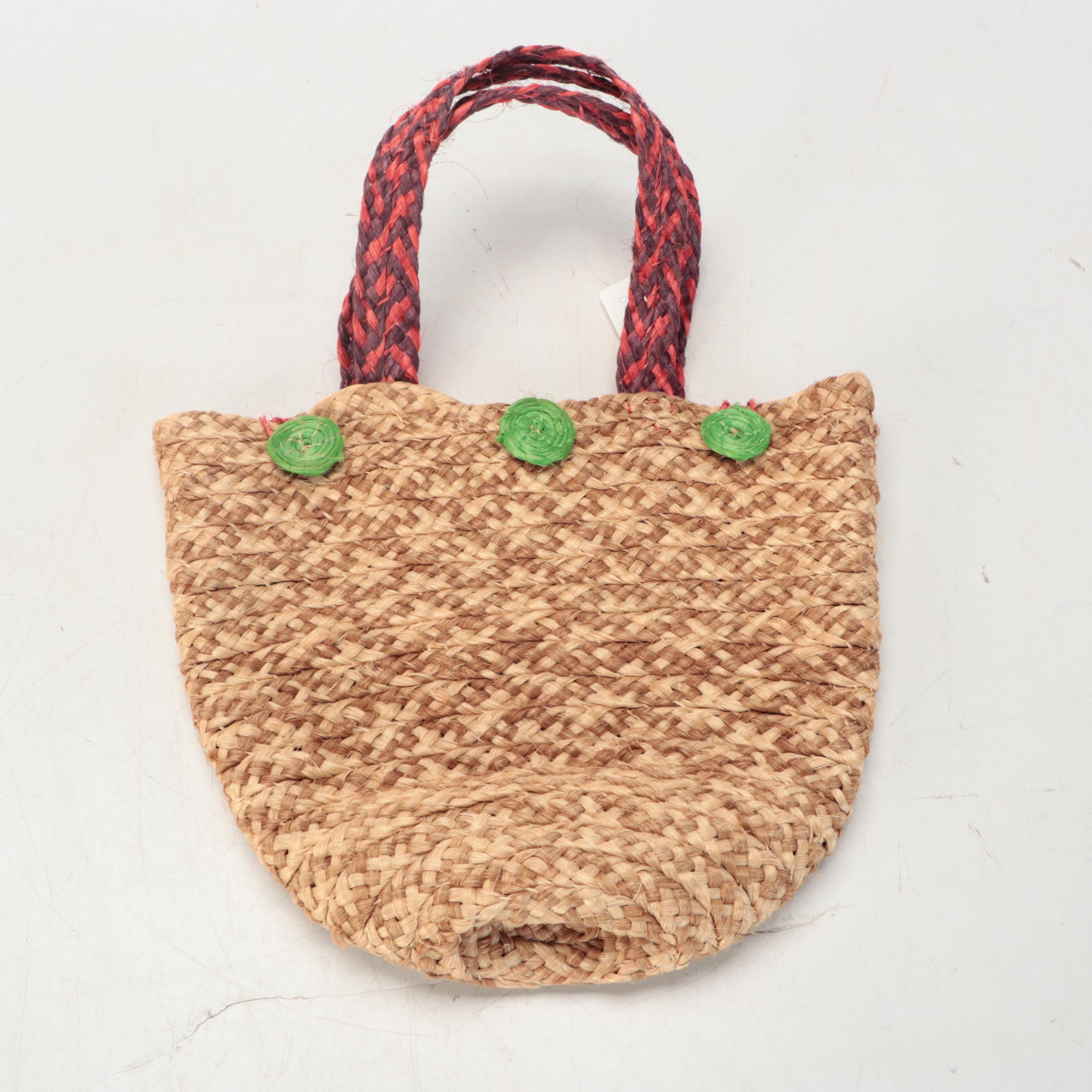 Haitian Woven Coconut Palm and Sisal Fiber Shopping Bags