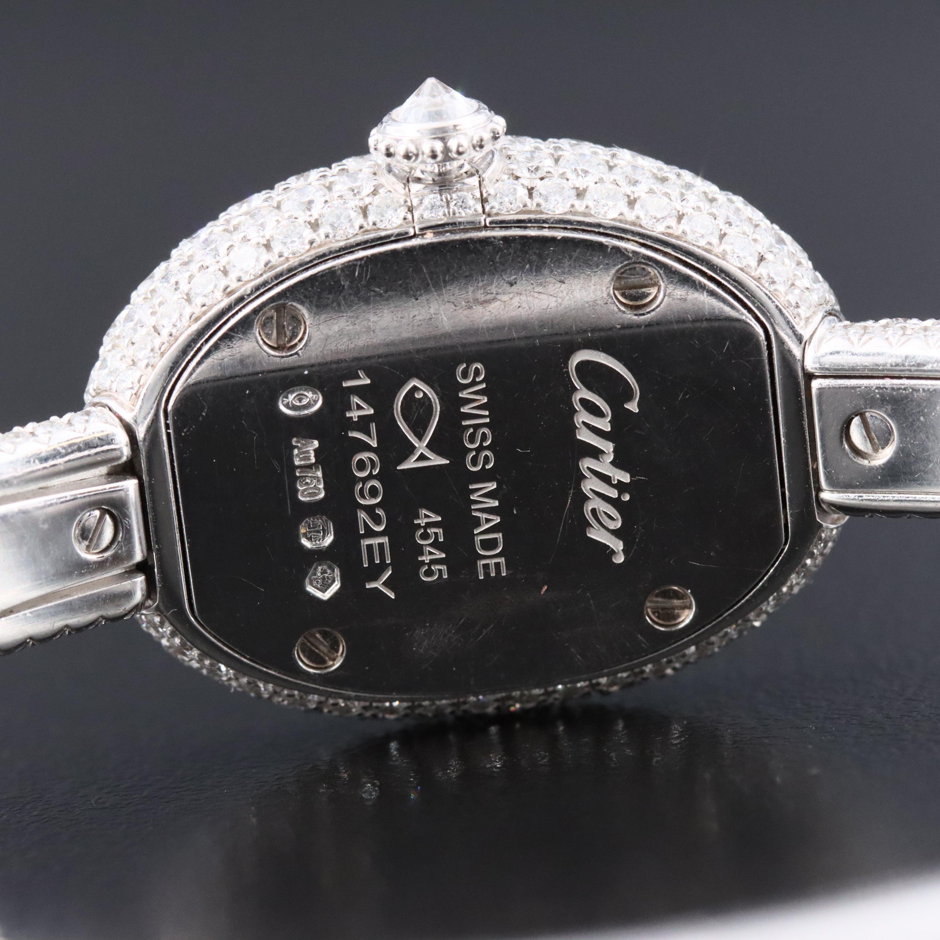 18K Cartier Baignoire Mini Model 5.00 CTW Factory Pavé Diamond Watch