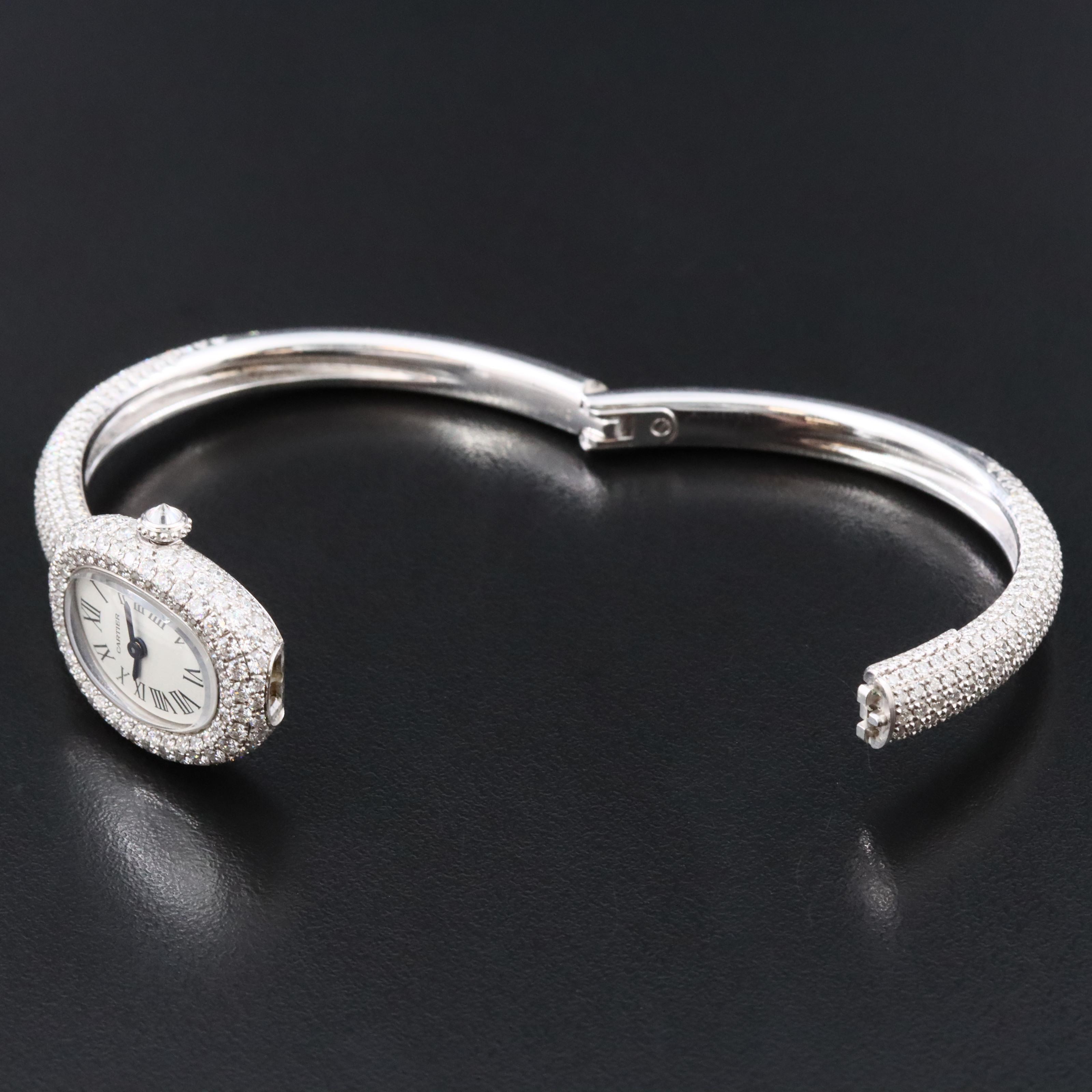 18K Cartier Baignoire Mini Model 5.00 CTW Factory Pavé Diamond Watch