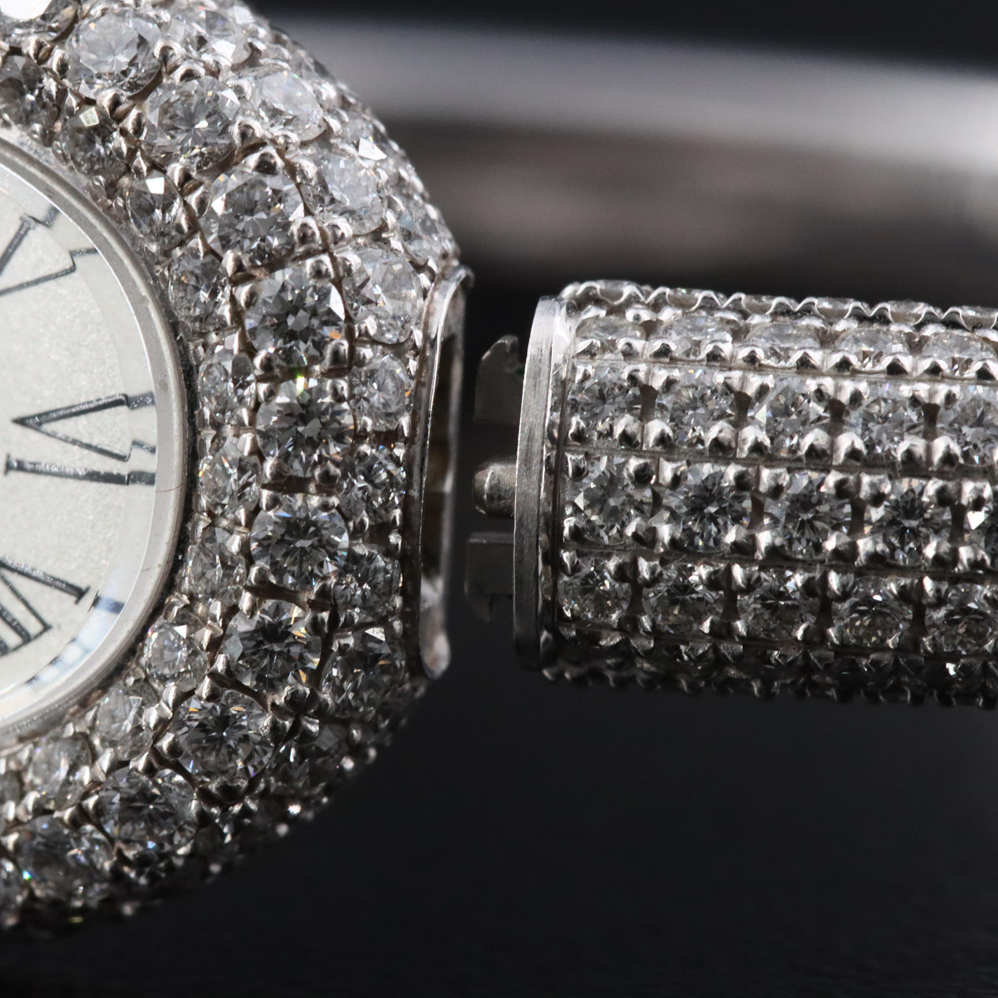 18K Cartier Baignoire Mini Model 5.00 CTW Factory Pavé Diamond Watch
