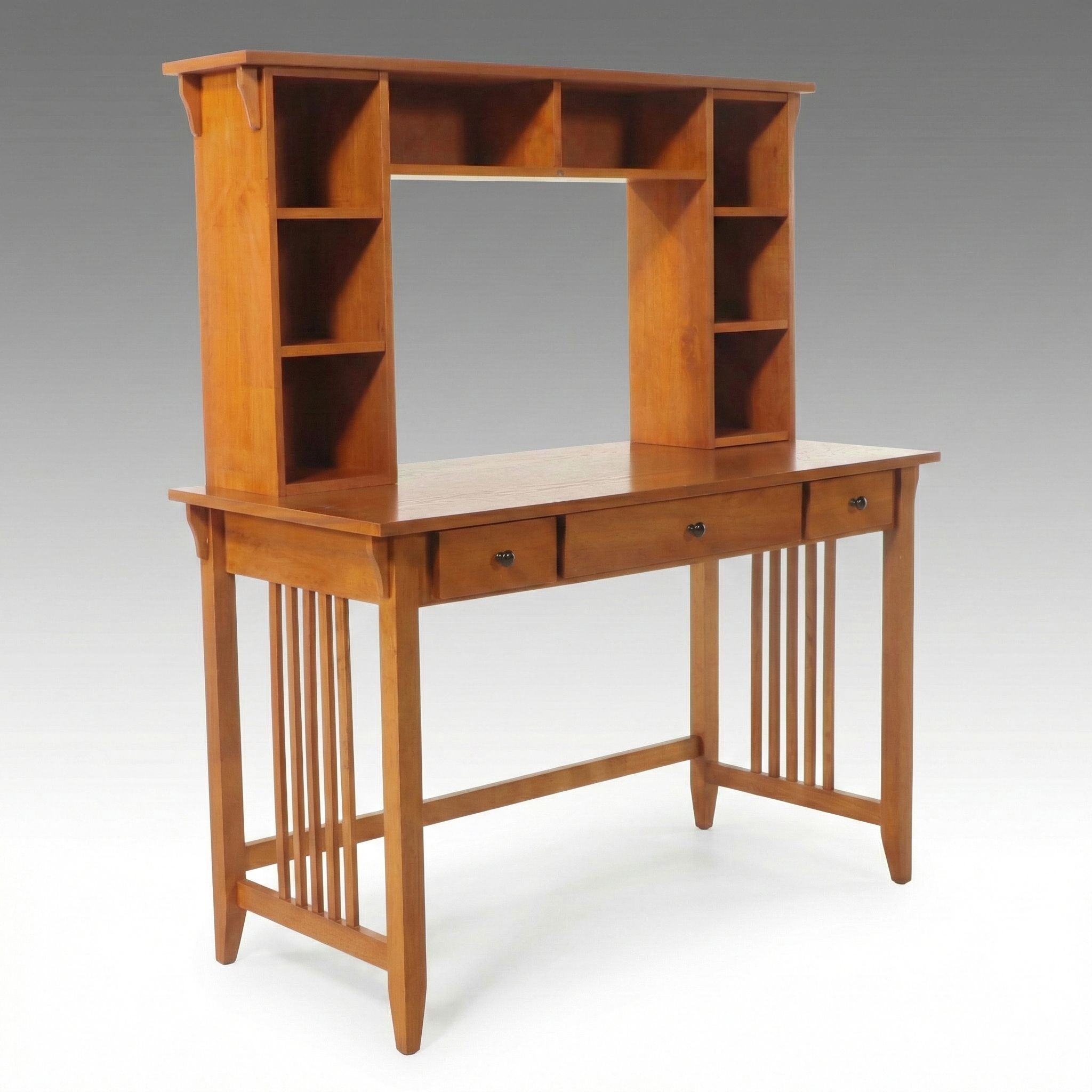 Craftsman Style Oak Finish Hutch-Shaped Desk