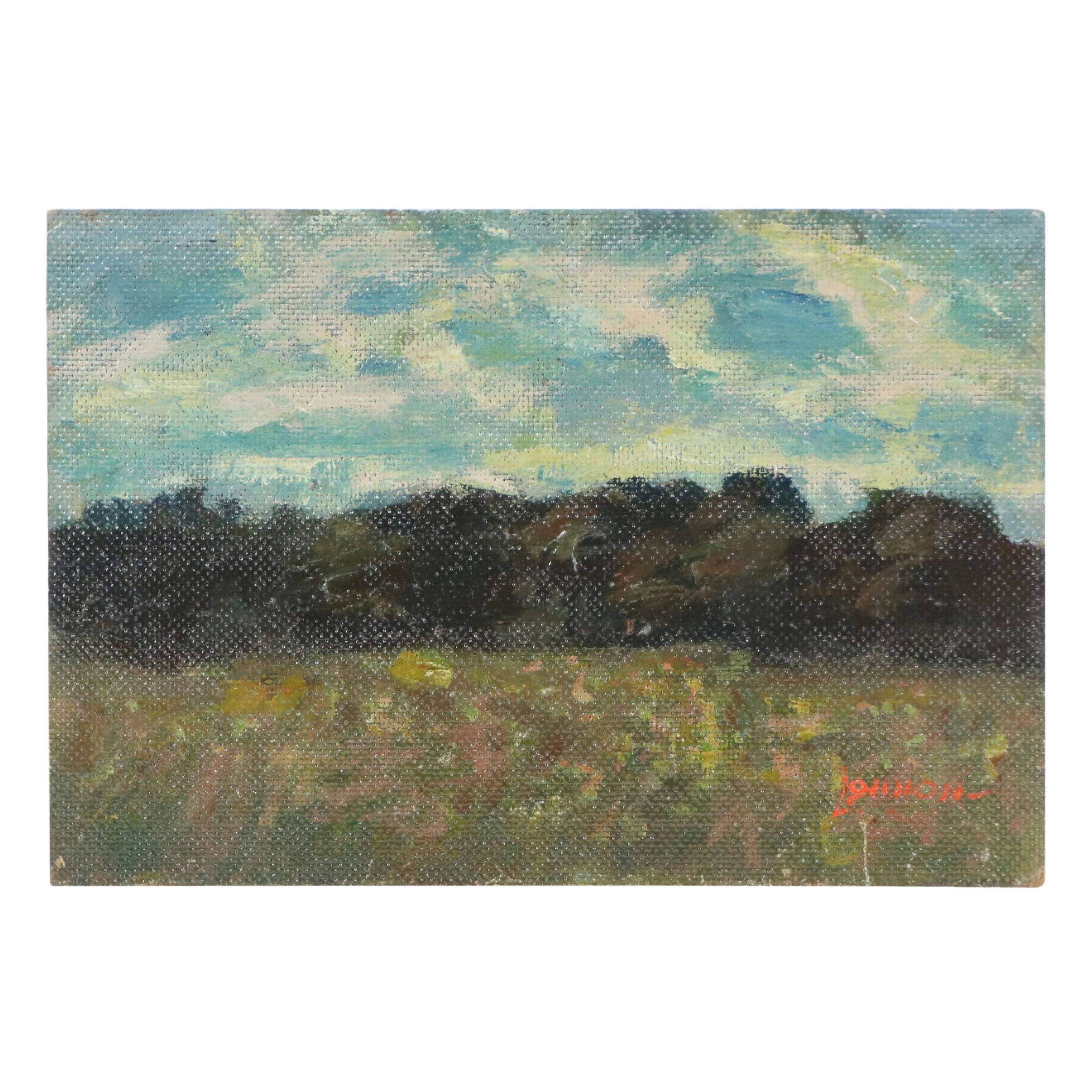 Bernard Lennon Rural Landscape Oil Painting, Mid to Late 20th Century