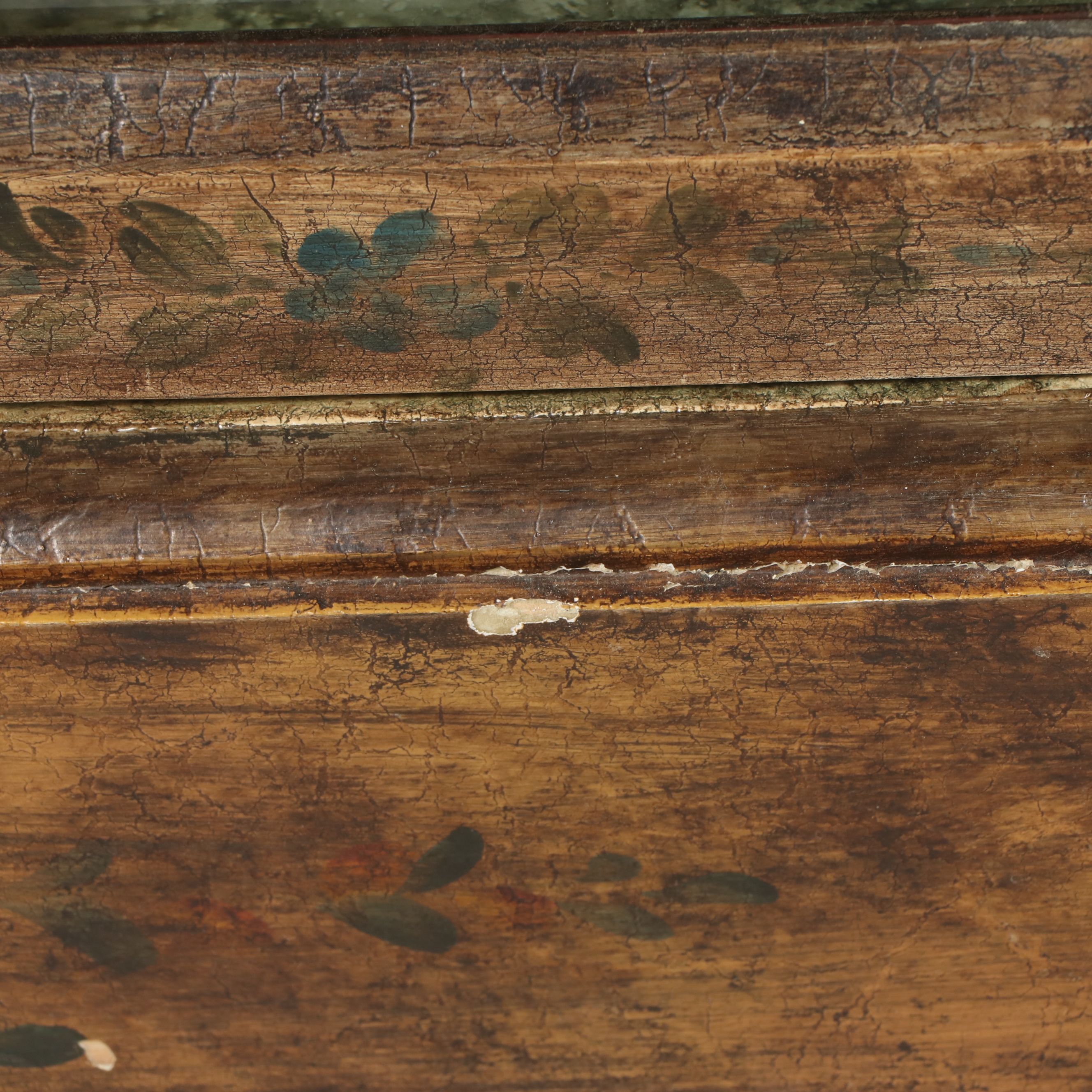 Gustavian Style Paint-Decorated Wooden Glass Front Cabinet, 20th Century