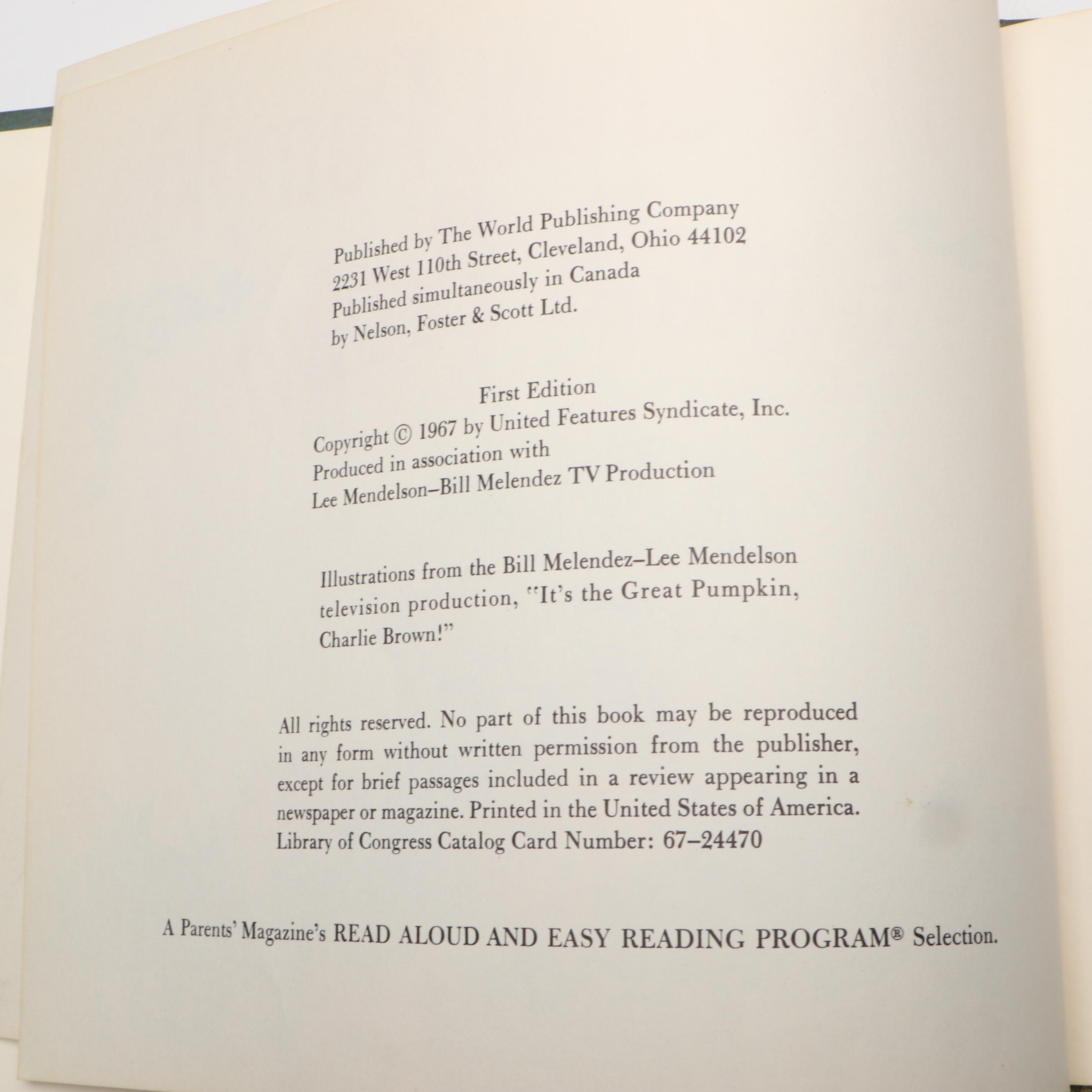 First Edition "It's The Great Pumpkin, Charlie Brown" by Charles M. Schulz, 1967