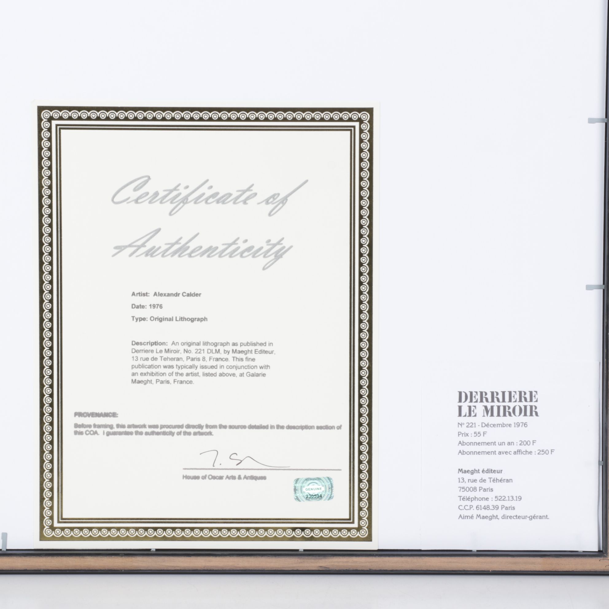 Alexander Calder Abstract Color Lithograph for "Derrière le Miroir," 1976