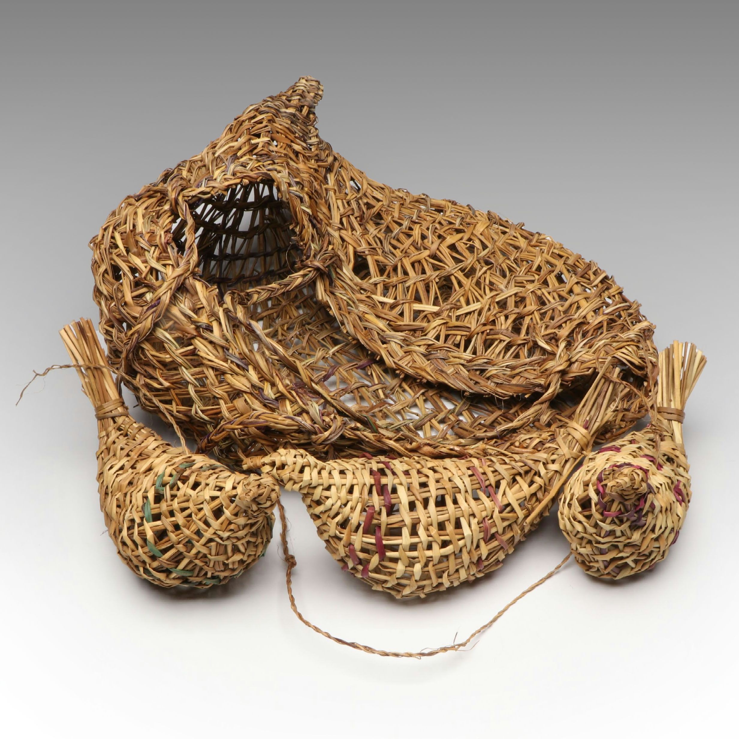 Chilean Chiloé Island Handwoven Birds and Basket