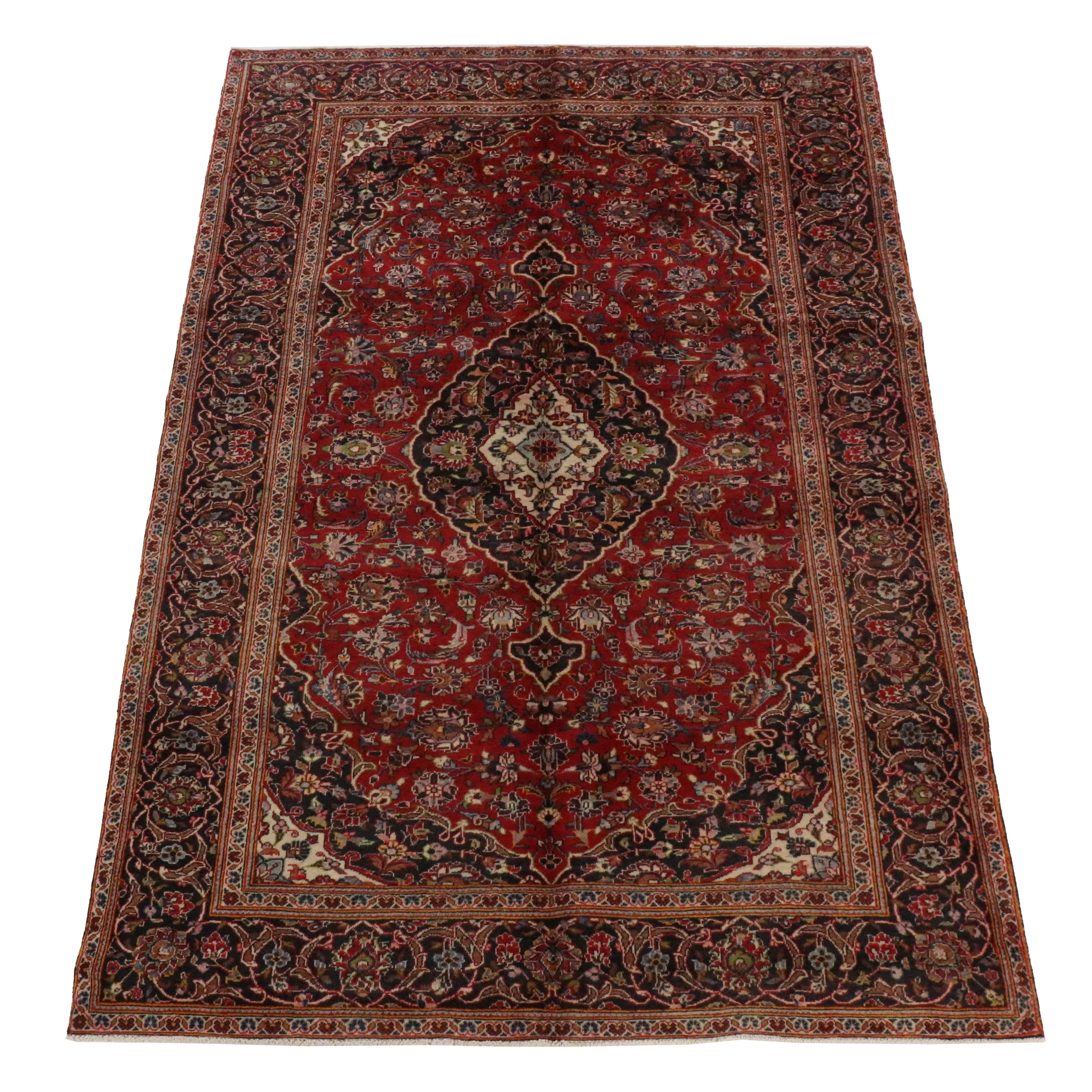 6'2 x 9'8 Hand-Knotted Persian Kashan Area Rug